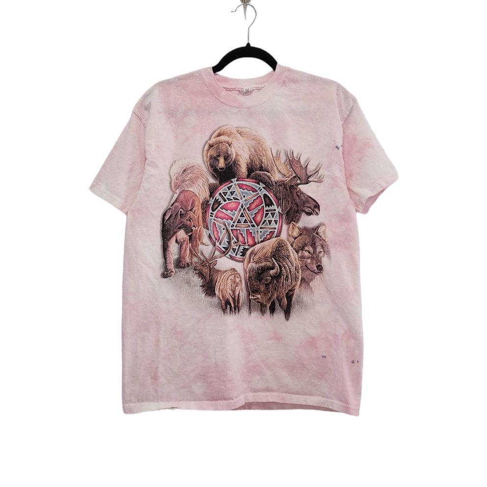 Vintage Nature Tie Dye Moose Bear Elk Wolf Eagle Aztec Western y2k Size US L / EU 52-54 / 3 - 1 Thumbnail