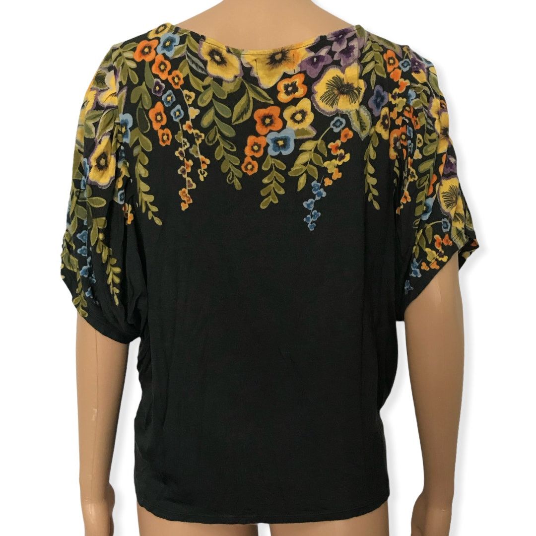 Anthropologie Anthropologie Deletta Floral Dolman Short Sleeve Top XS Size XS / US 0-2 / IT 36-38 - 3 Thumbnail
