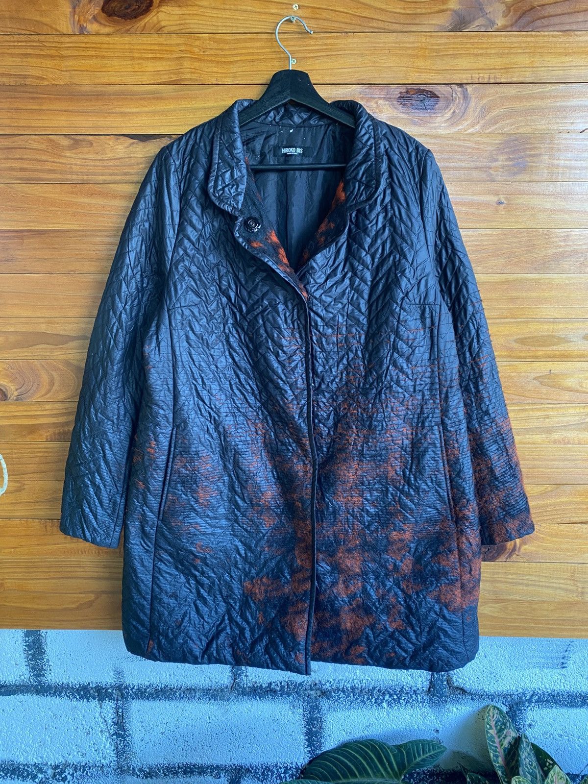 Hiroko Koshino Homme Hiroko Bis Quilted Long Coat – Women’s – Black Rust Ombre Size L / US 10 / IT 46 - 16 Thumbnail