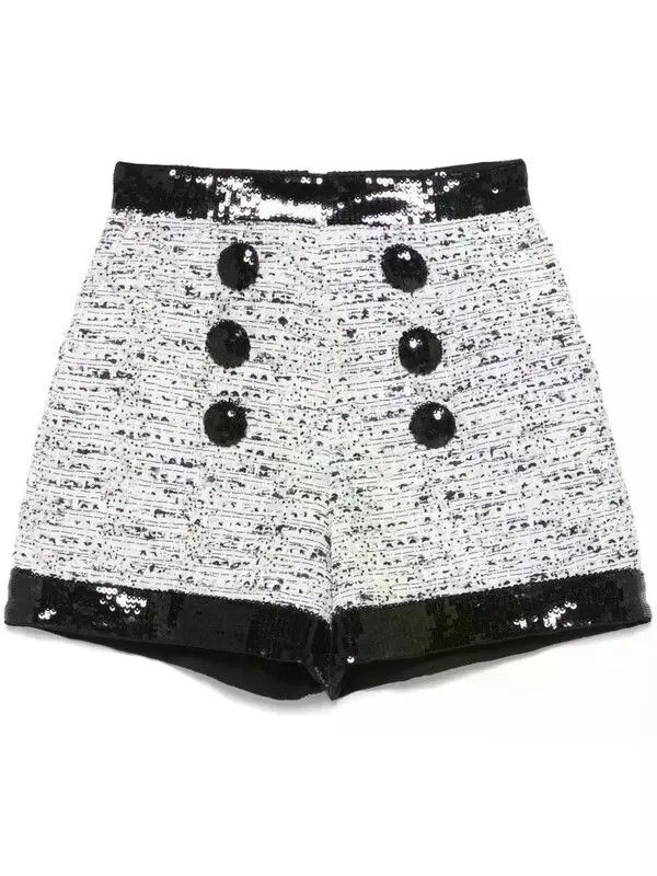 Balmain o1s1wg110526 Tweed Shorts in White Size 27" / US 4 / IT 40 - 1 Thumbnail