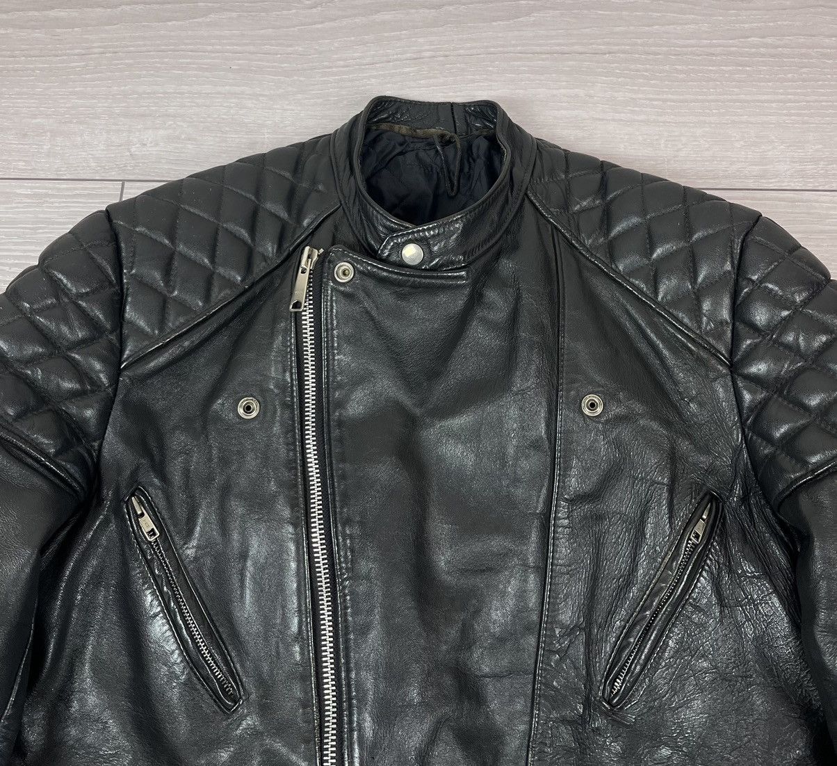 Genuine Leather Vintage Avante Garde Black Leather Biker Jacket L Size Size US L / EU 52-54 / 3 - 6 Thumbnail