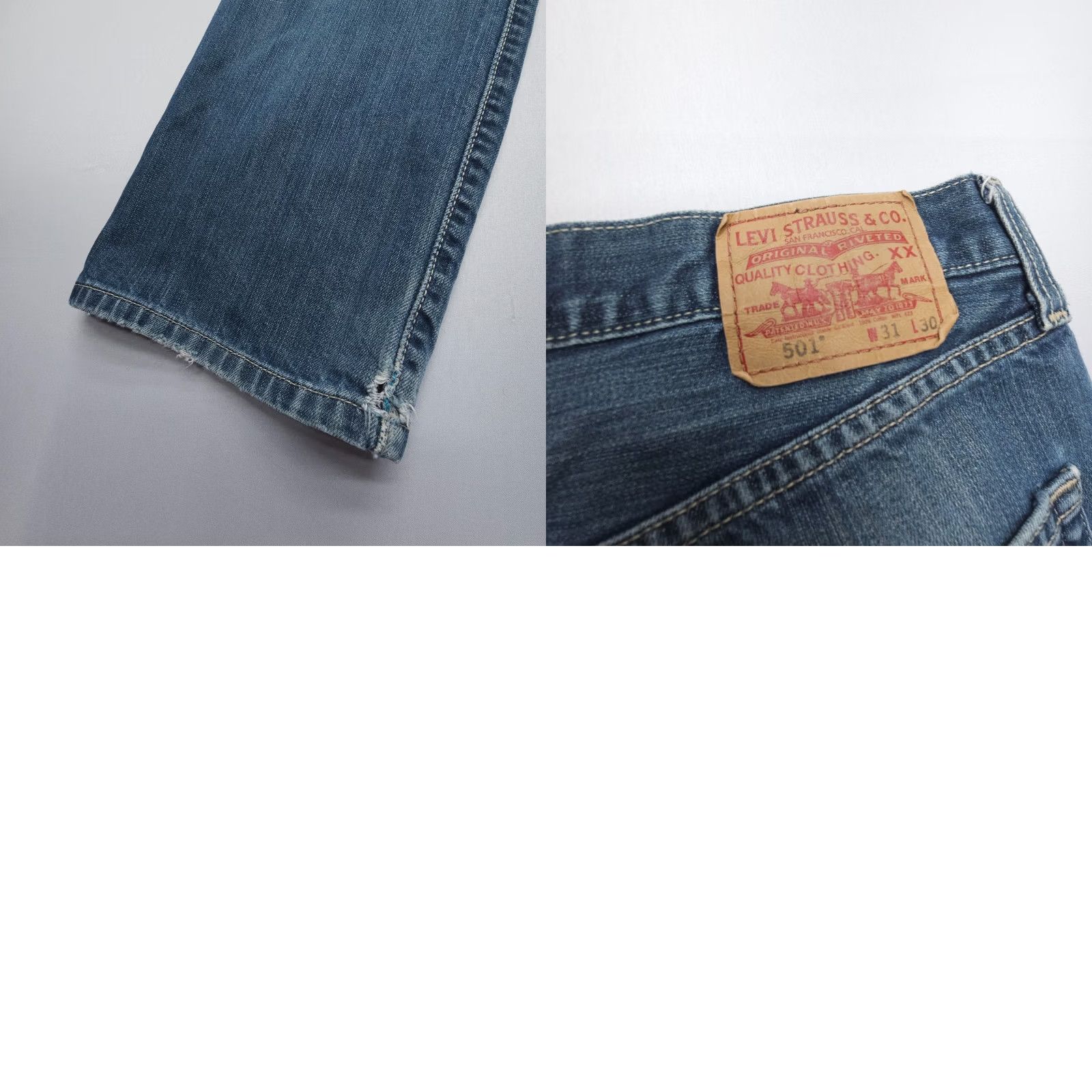 Levi's VINTAGE Levi's 501 Jeans Mens 31 x 30 Dark Wash Blue Y2K 2000s Denim Jeans Mens Leather Patch Button Fly Retro American Classic Size US 31 - 9 Thumbnail