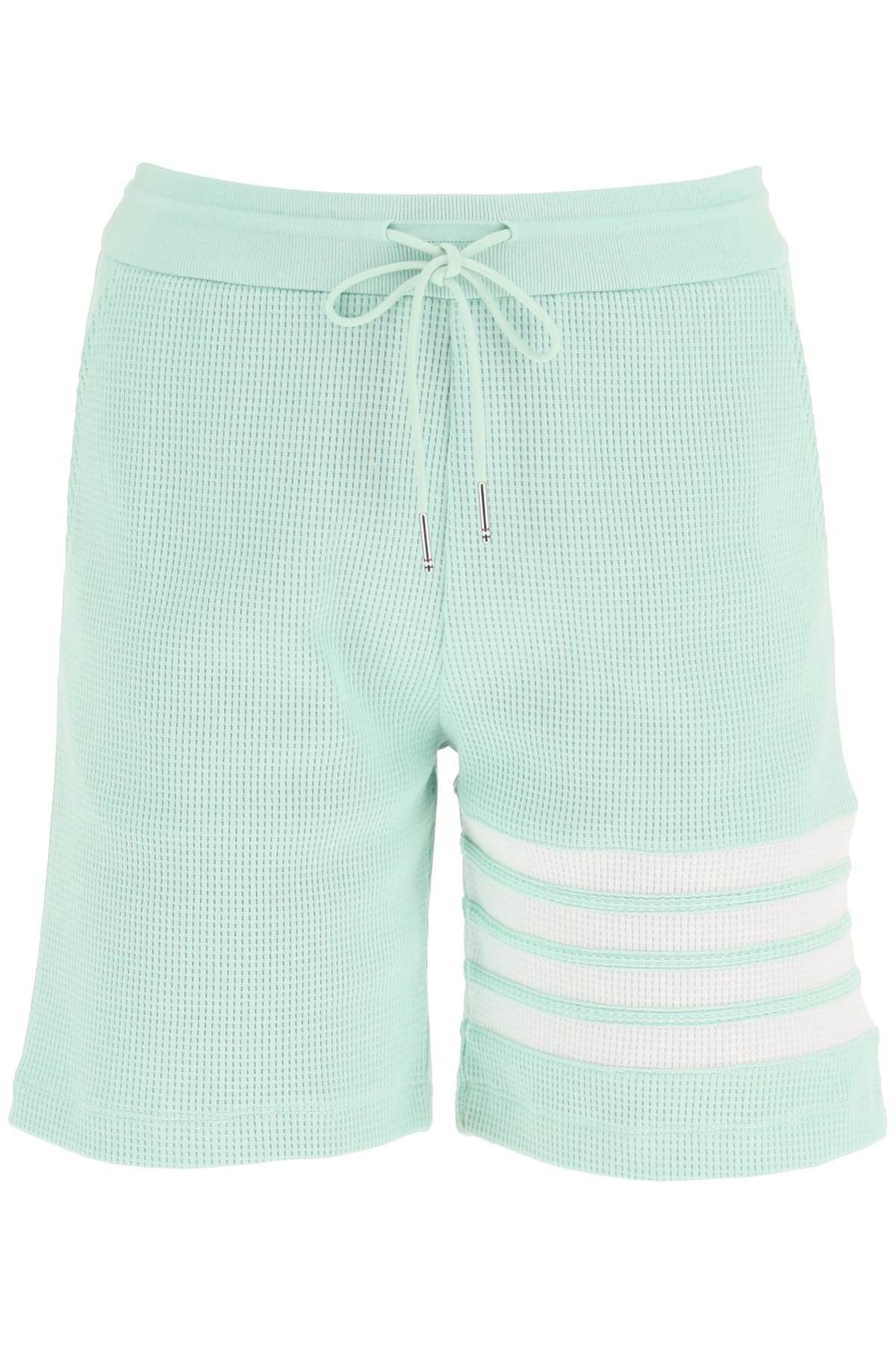 image of Thom Browne 4-Bar Shorts In Waffle Jersey in Lt Green, Women's (Size 27)