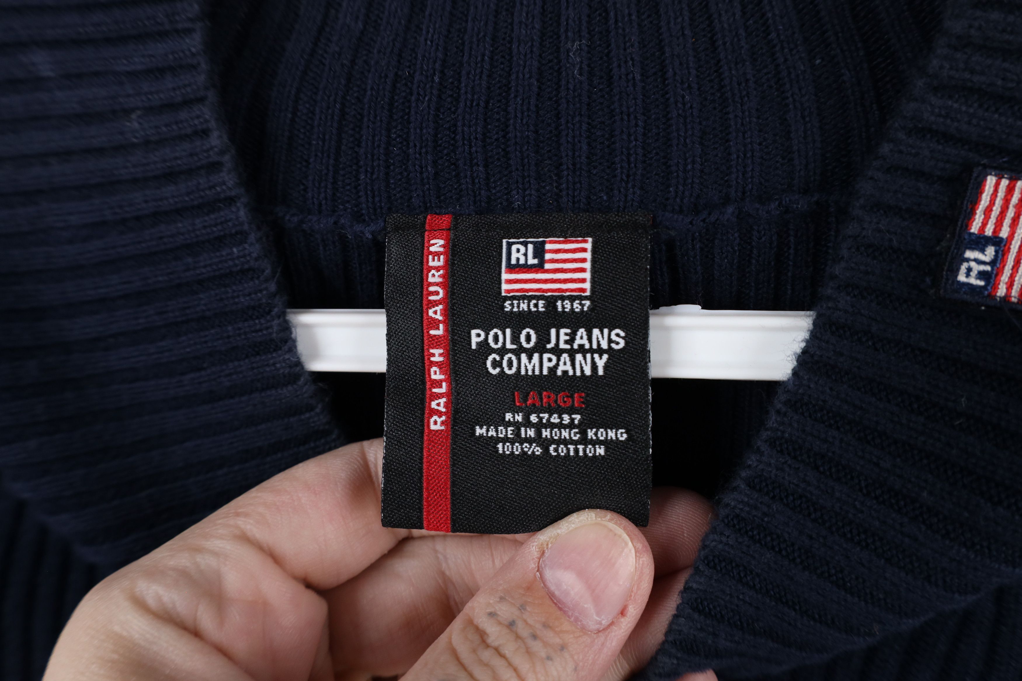 Ralph Lauren × Vintage Vintage 90s Ralph Lauren Ribbed Knit Mock Neck Sweater Blue Size L / US 10 / IT 46 - 5 Thumbnail