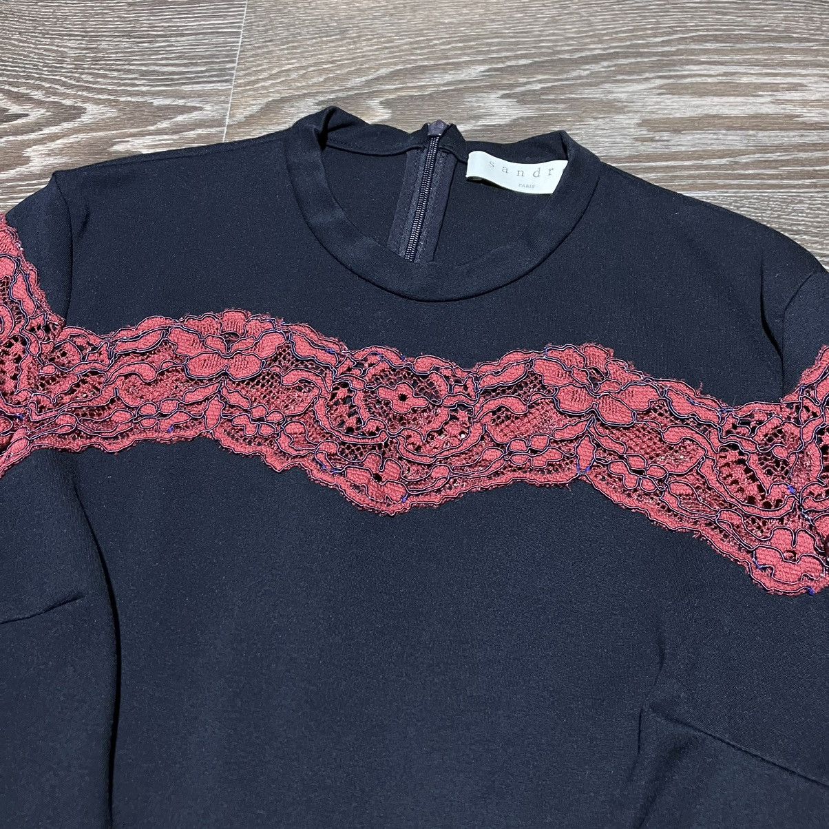 Sandro SANDRO Paris Color Lace Insets Viscose Longsleeve Dress Size S / US 4 / IT 40 - 4 Thumbnail