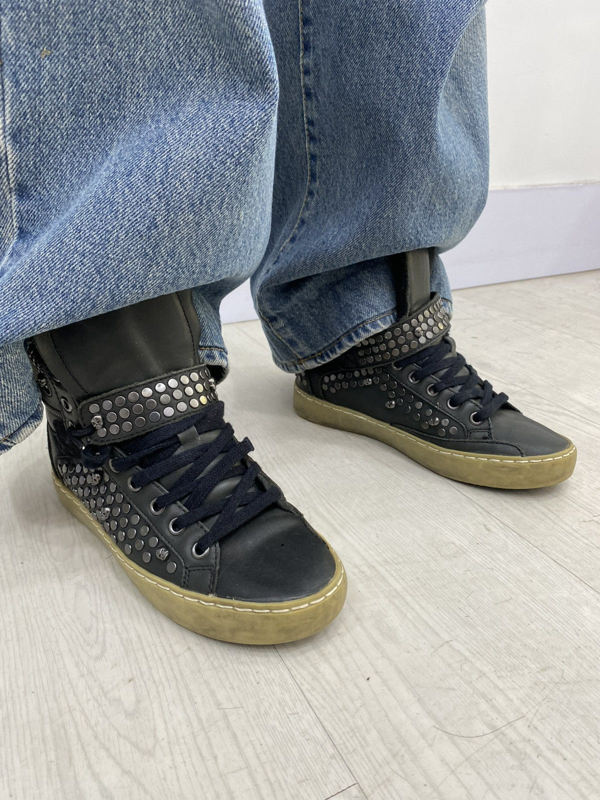 If Six Was Nine Ash studded skull leather high top sneakers Size US 7 / IT 37 - 1 Thumbnail