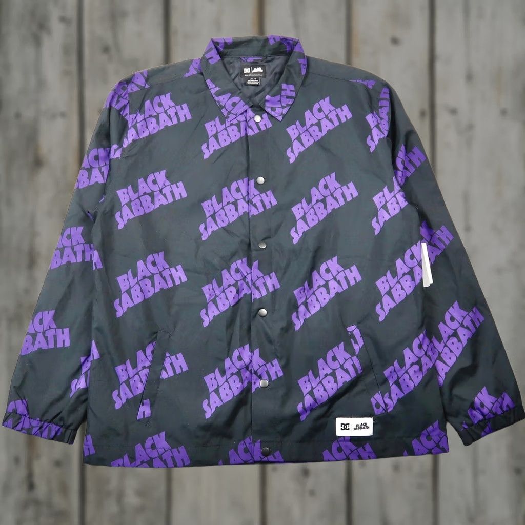 Vintage DC Shoes x Black Sabbath Coaches Jacket Mens L Black Purple NWT ADYJK03142 Size US L / EU 52-54 / 3 - 1 Thumbnail