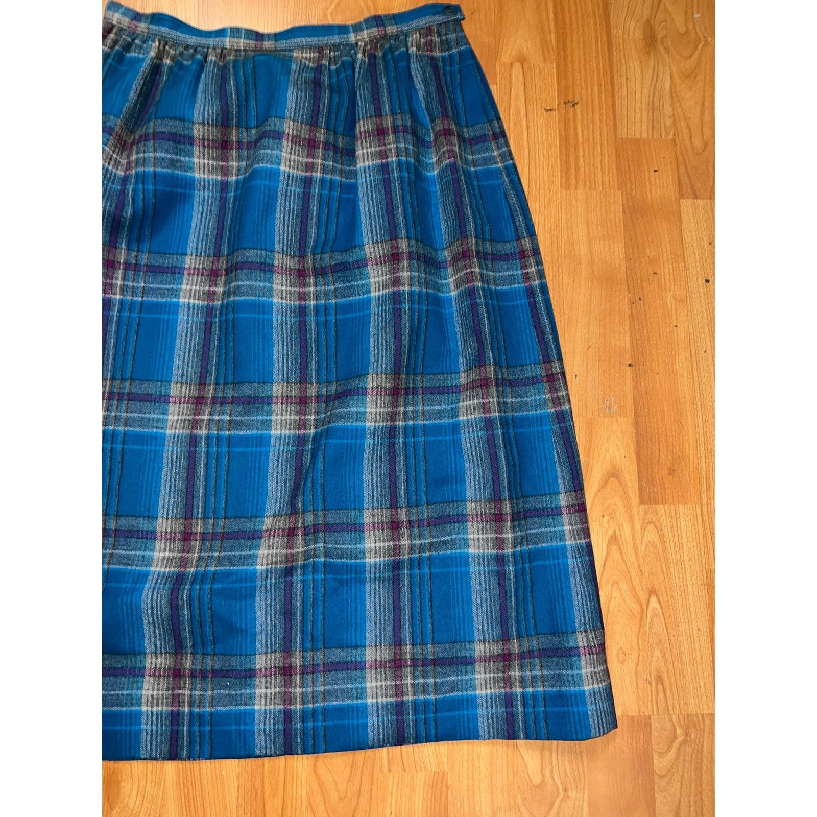 Pendleton Vintage Pendleton Skirt Pure Virgin Wool Blue Plaid 14 Size 30" / US 8 / IT 44 - 2 Thumbnail