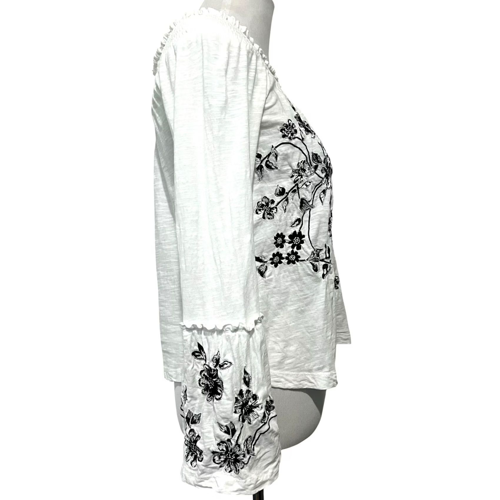 Anthropologie VINTAGE Anthropologie Annie Embroidered Off-The-Shoulder White Blouse XS Women Bell Sleeve Freindly Size XS / US 0-2 / IT 36-38 - 6 Thumbnail