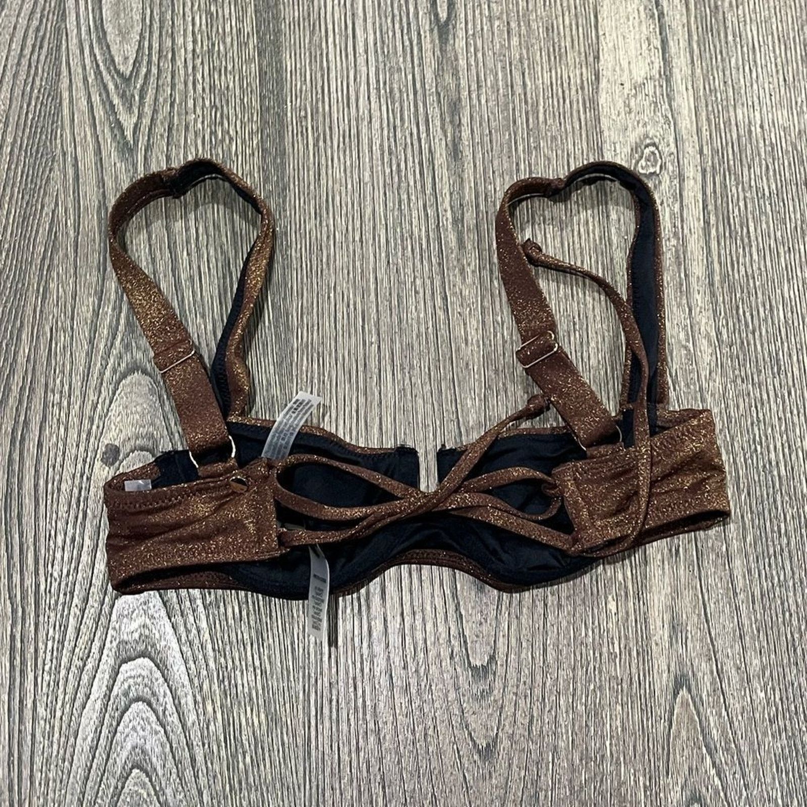 Victoria's Secret NWT Victoria’s Secret Push-Up Bikini Top Shimmer Strappy Size ONE SIZE - 4 Thumbnail