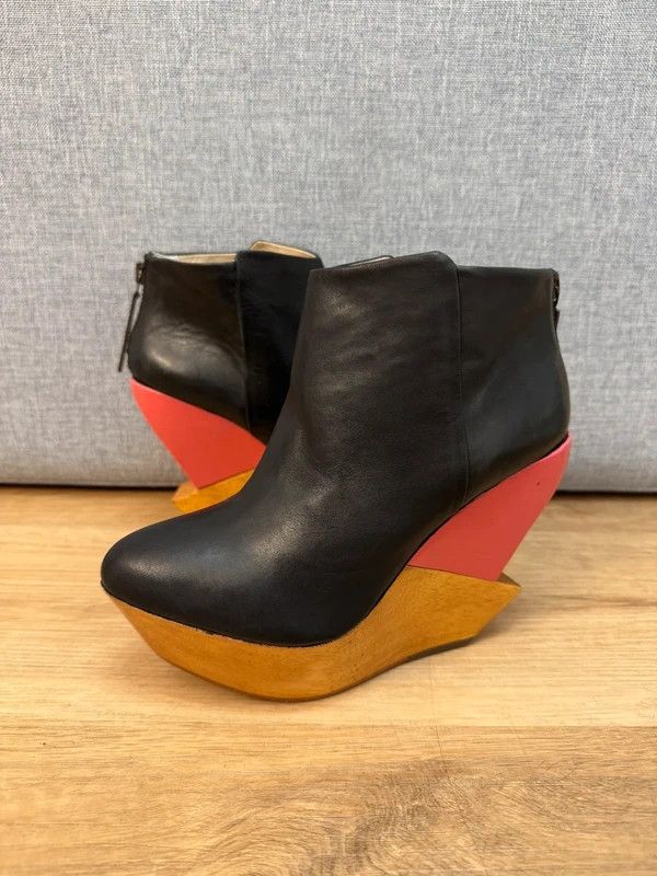Other Finsk Ankle Wedge Boots Black Platform size 37 Size US 7 / IT 37 - 1 Thumbnail