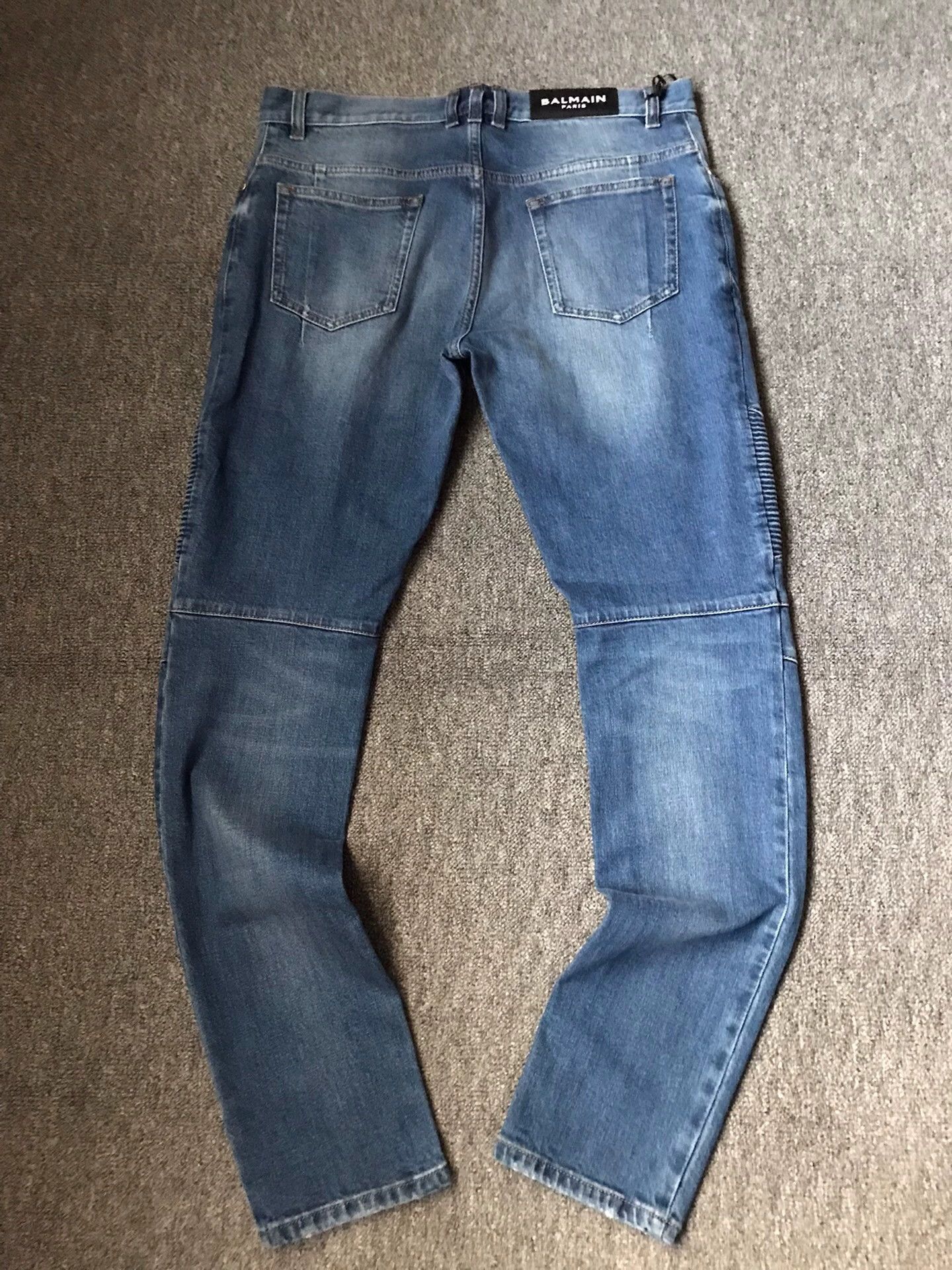Balmain BALMAIN Biker Slim Distressed Knee Jeans W33 Size US 33 - 2 Thumbnail