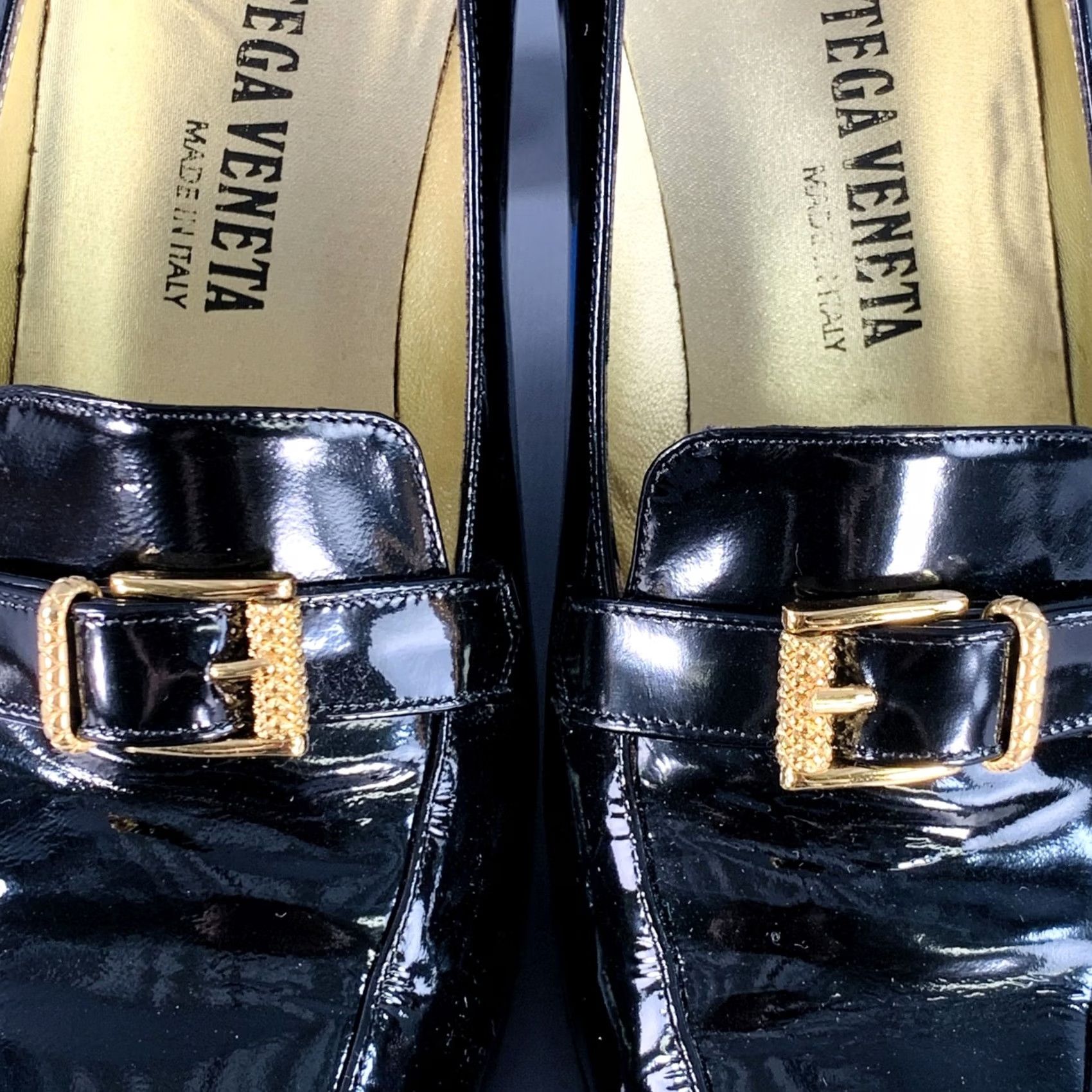 Bottega Veneta BOTTEGA VENETA Black Gold Patent Leather Buckle Pumps Size 9 Women Size US 9 / IT 39 - 5 Thumbnail