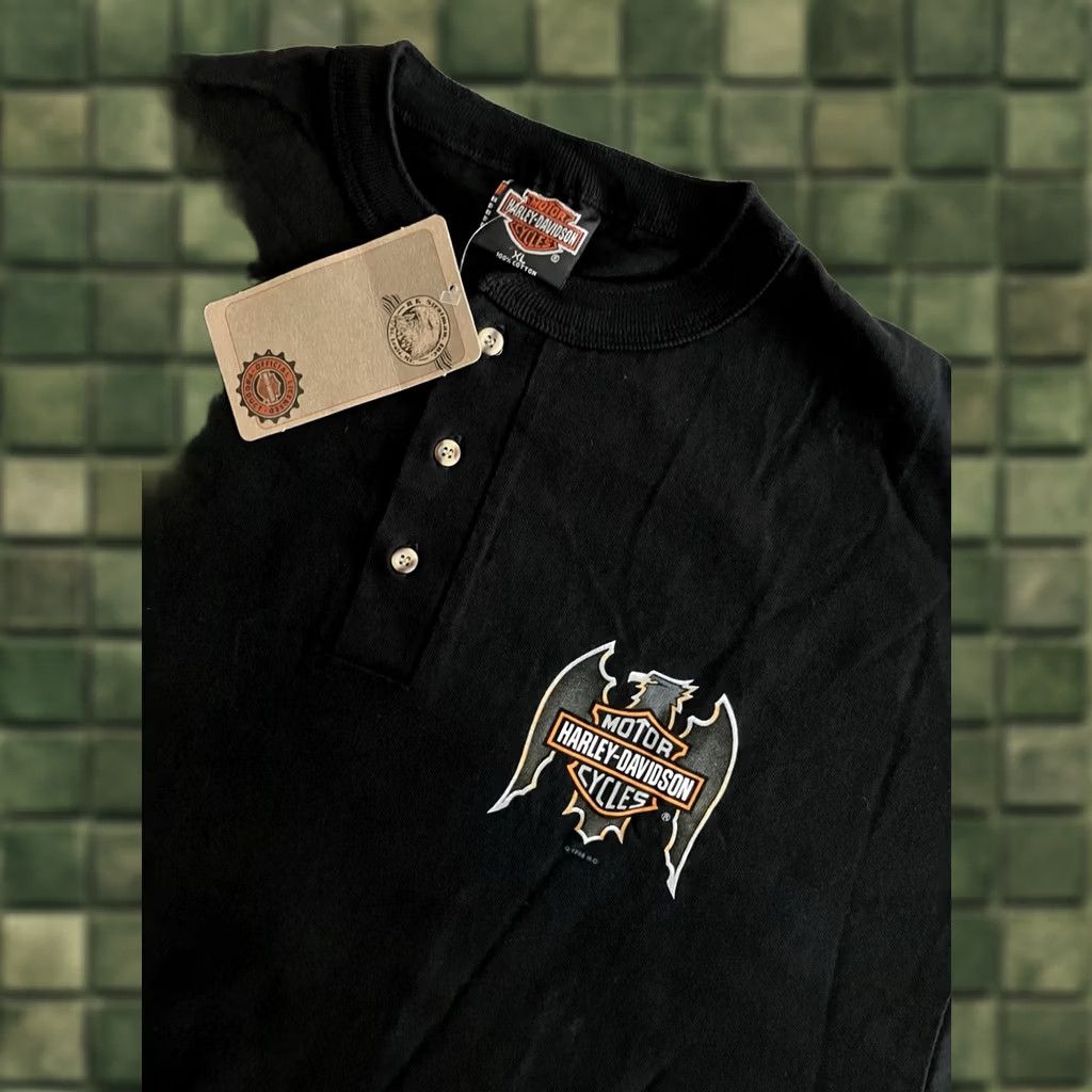 Harley Davidson Vintage Harley Davidson Taku Juneau Alaska Shirt XL Bear Orca Eagle Henley 90s Size US XL / EU 56 / 4 - 1 Thumbnail