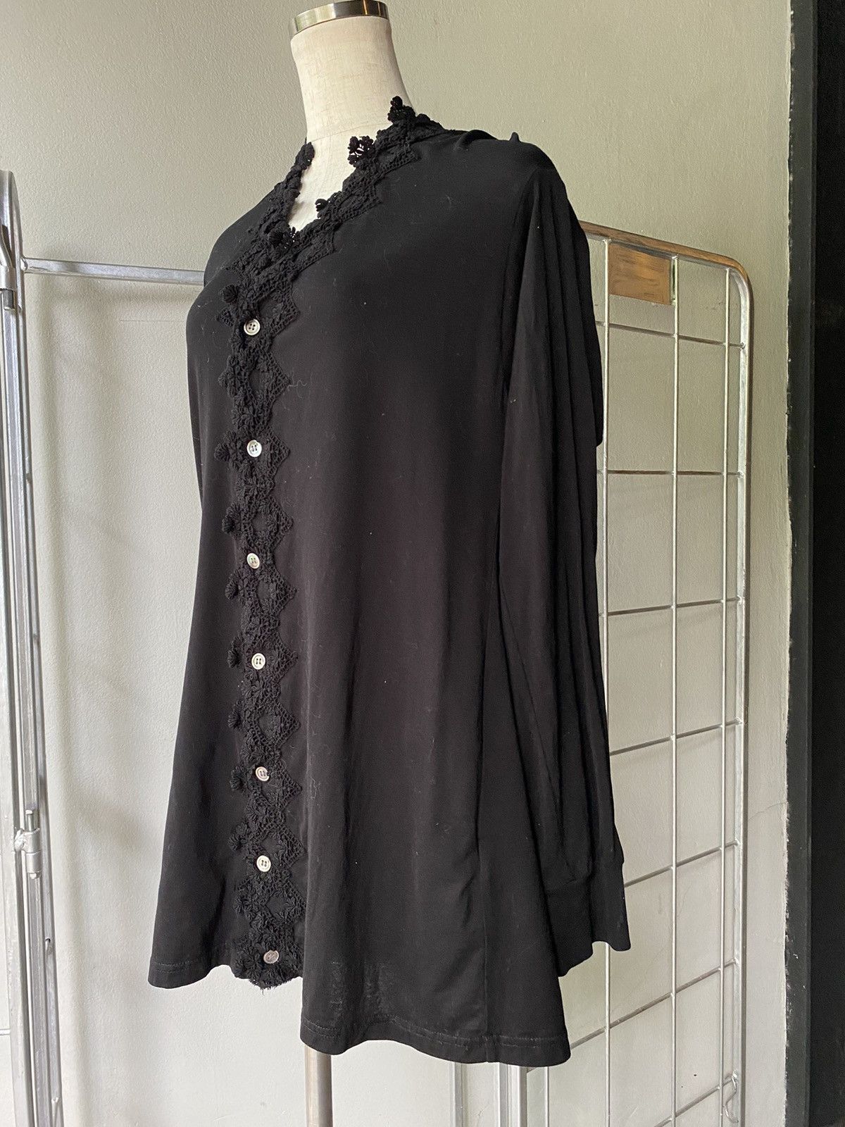 Zucca ZUCCA Black Long Sleeve Ruffle Cardigan Size ONE SIZE - 7 Thumbnail