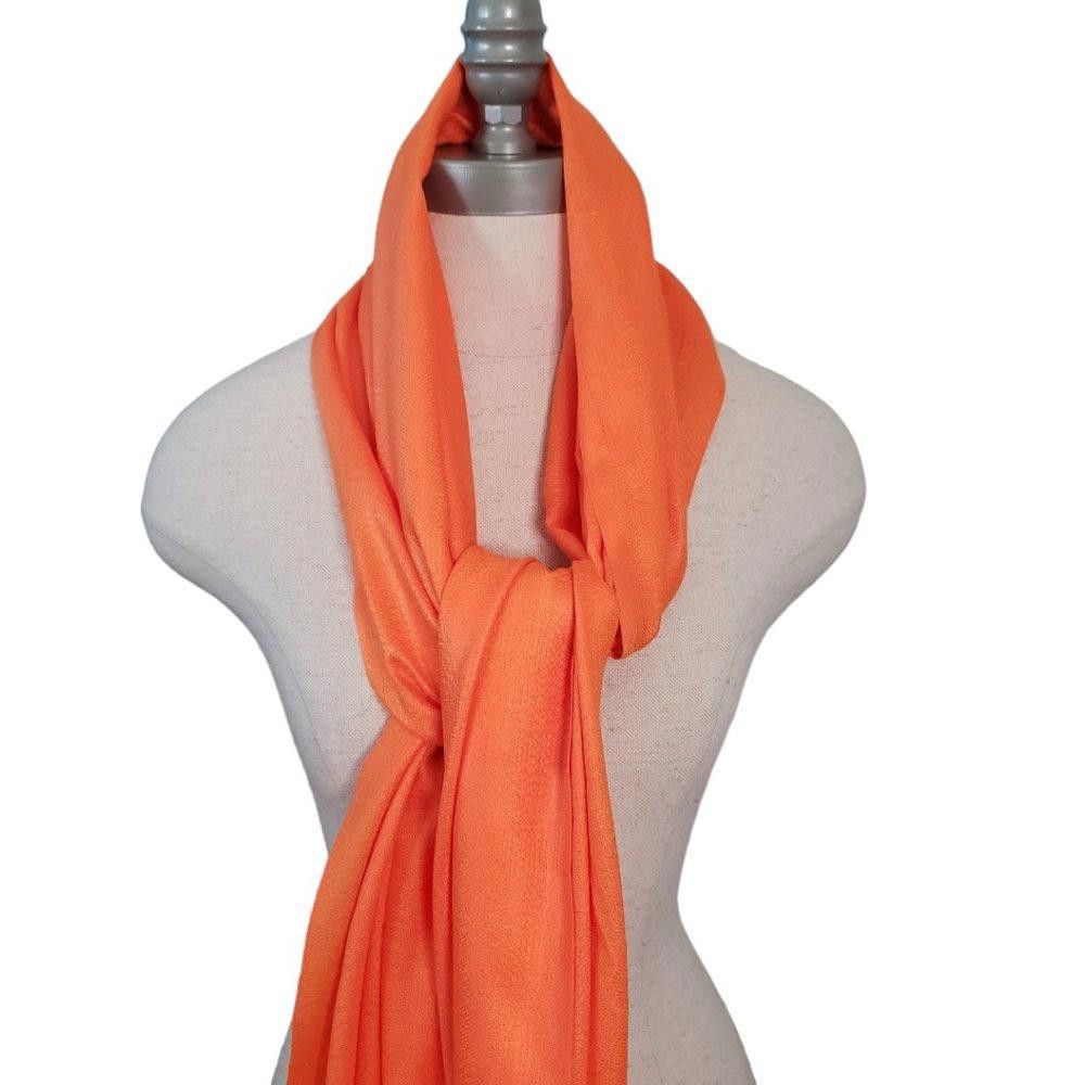 Designer CT834 Orange Pashmina Fringed Wrap Size ONE SIZE - 4 Thumbnail