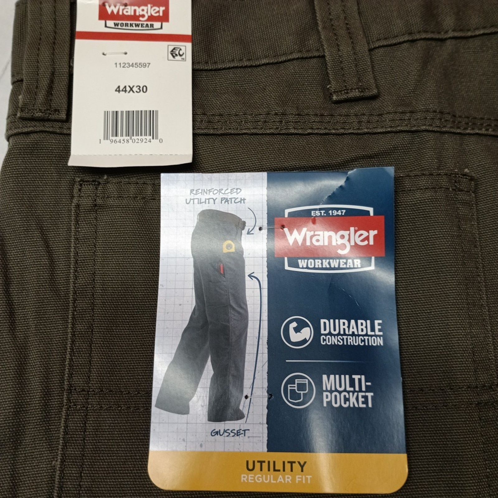 Wrangler Wrangler Workwear Carpenter Utility Pants Men's 44x30 Green Size US 44 / EU 60 - 2 Thumbnail