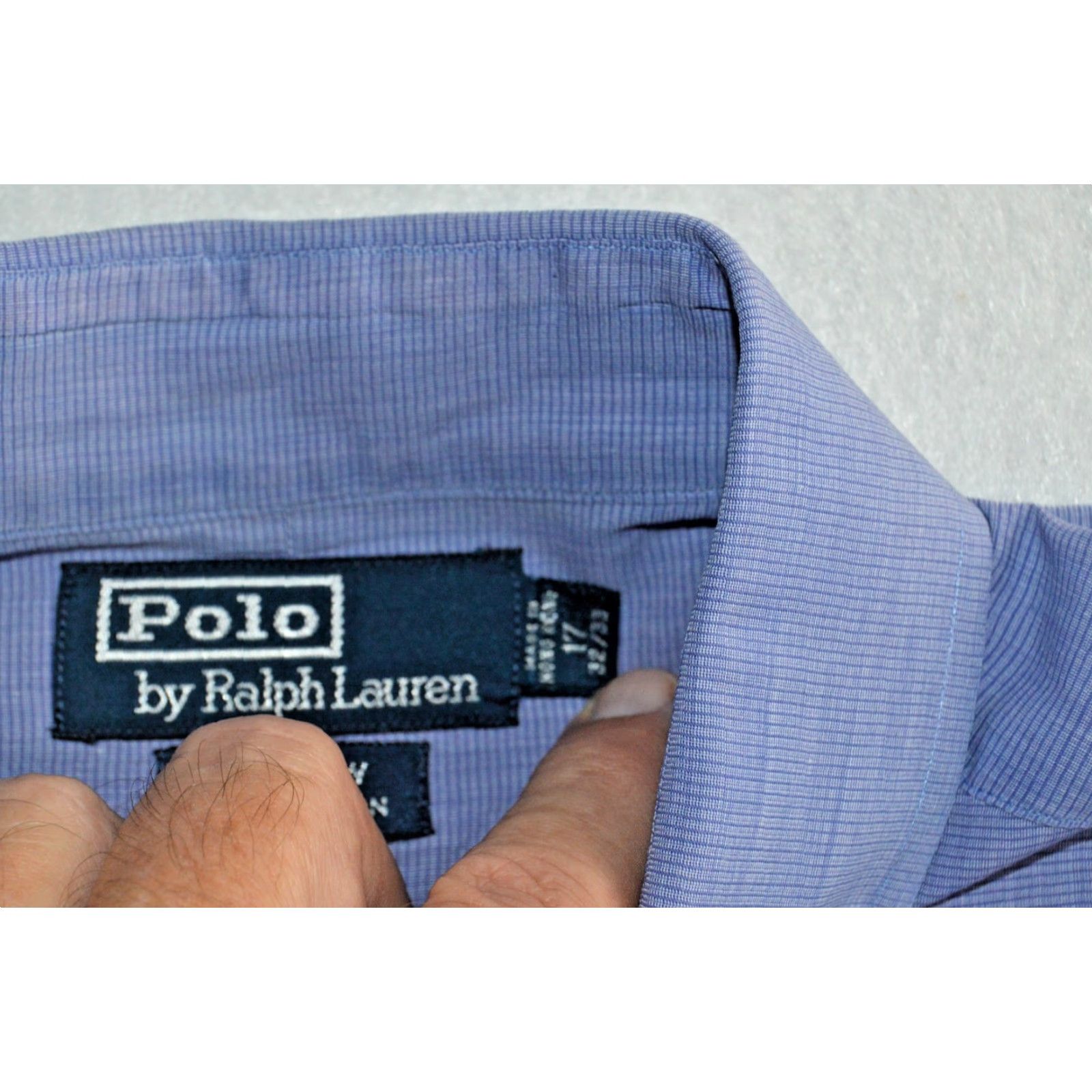 Polo Ralph Lauren VINTAGE Polo Ralph Lauren Dress Shirt Men's Andrew Cotton Blue 17 32/33 Solid Classic Size 46R - 5 Thumbnail