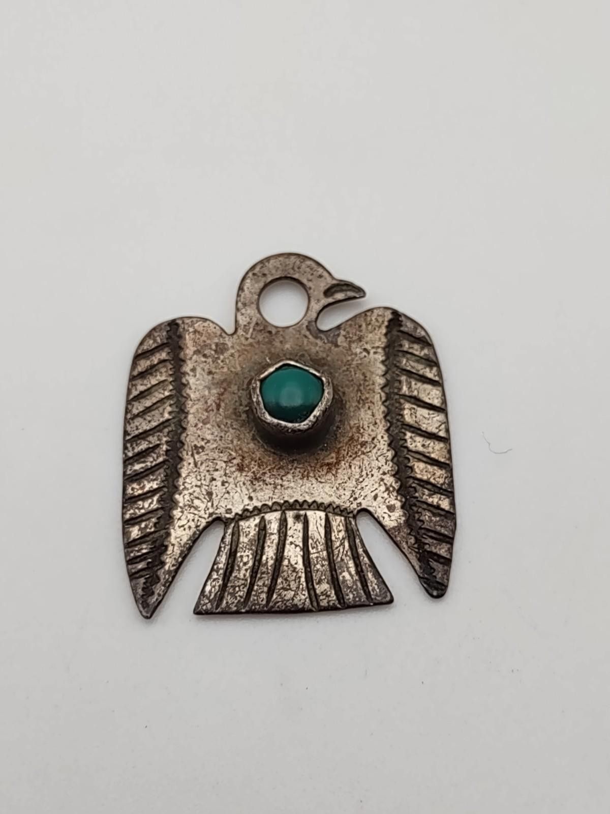 The Unbranded Brand Thunderbird Pendant Southwestern Silver Tone Turquoise Color Size ONE SIZE - 1 Thumbnail