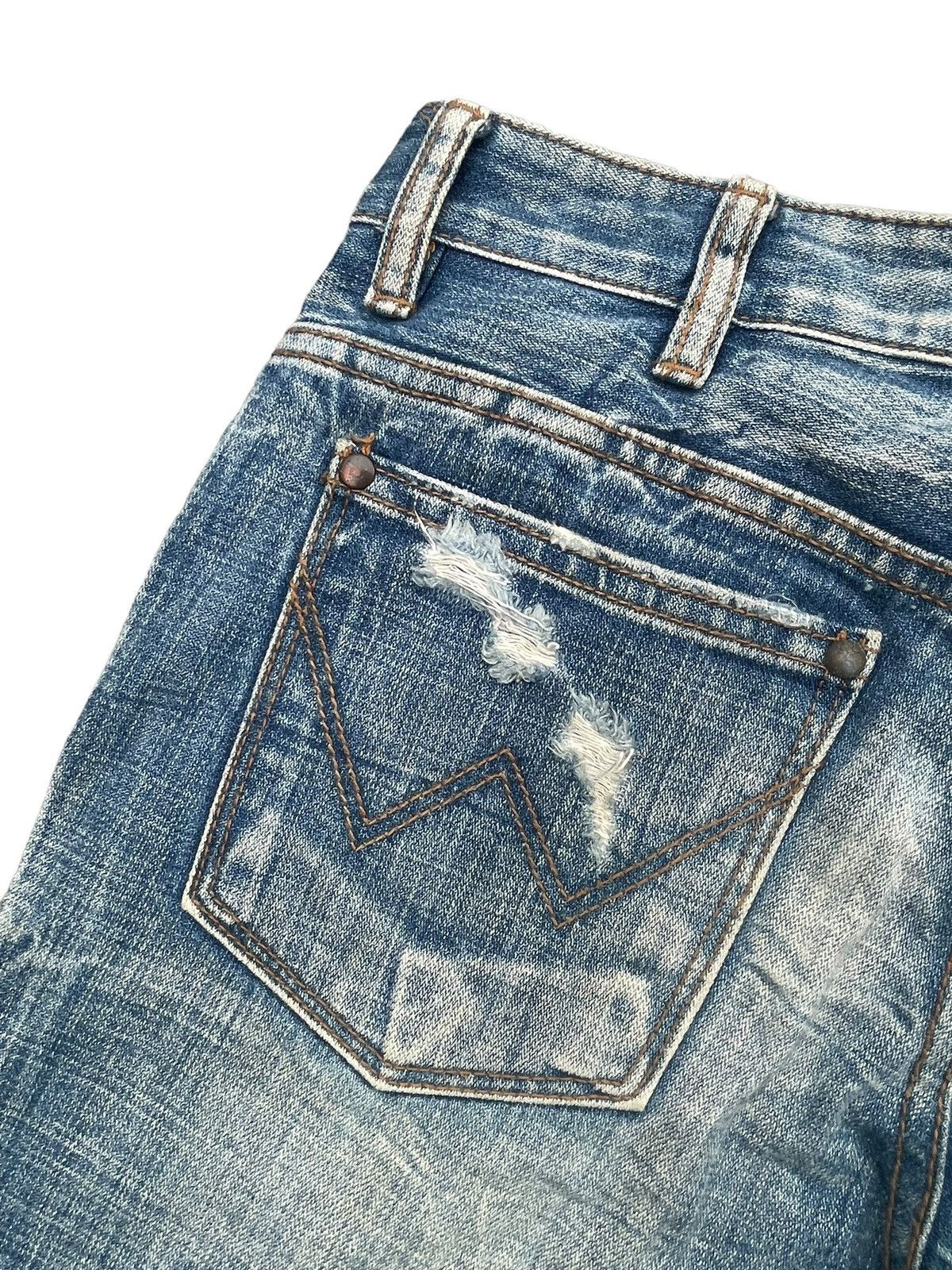 Japanese Brand Vintage Flare 5pm Jeans Distresed Denim Size 29" - 11 Thumbnail