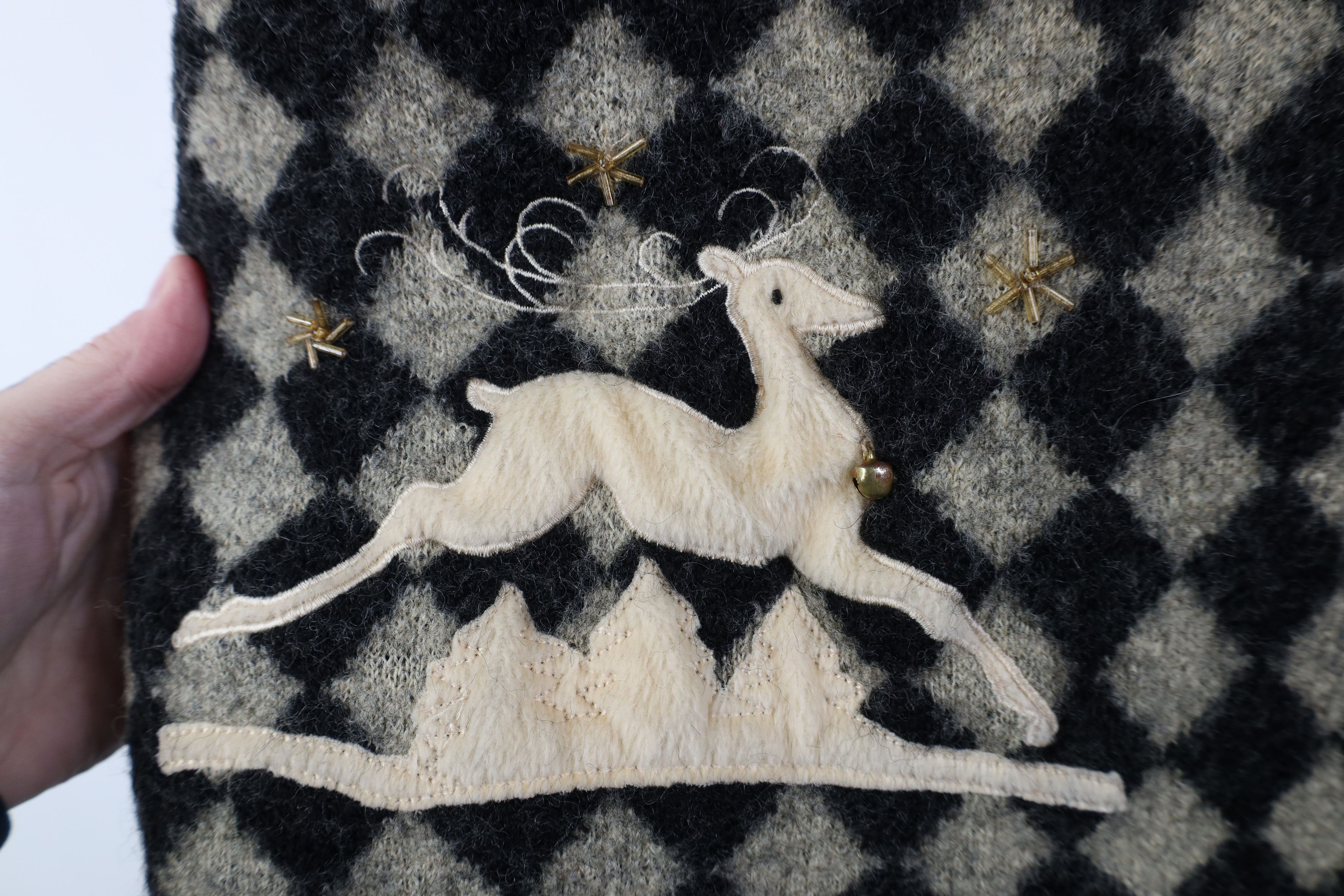 Vintage Vintage 90s Christmas Reindeer Argyle Faux Fur Collar Jacket Size XXL / US 16-18 / IT 52-54 - 6 Thumbnail