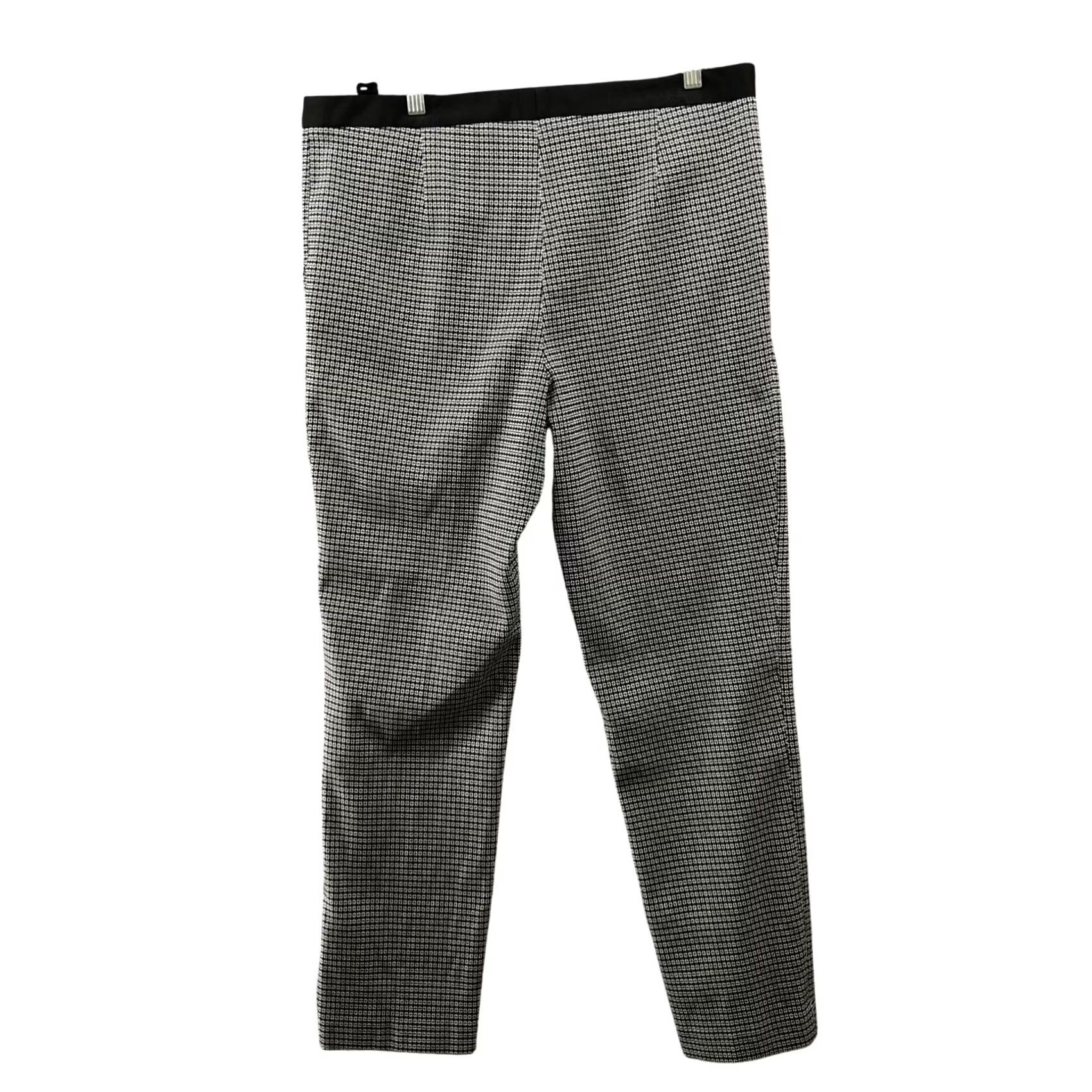 DKNY DKNY Dress Pants Womens 14 Slim Straight Printed Black White Satin Trim Dress Pants Women 14 Black Satin Trim Size 36" / US 14 / IT 50 - 2 Thumbnail