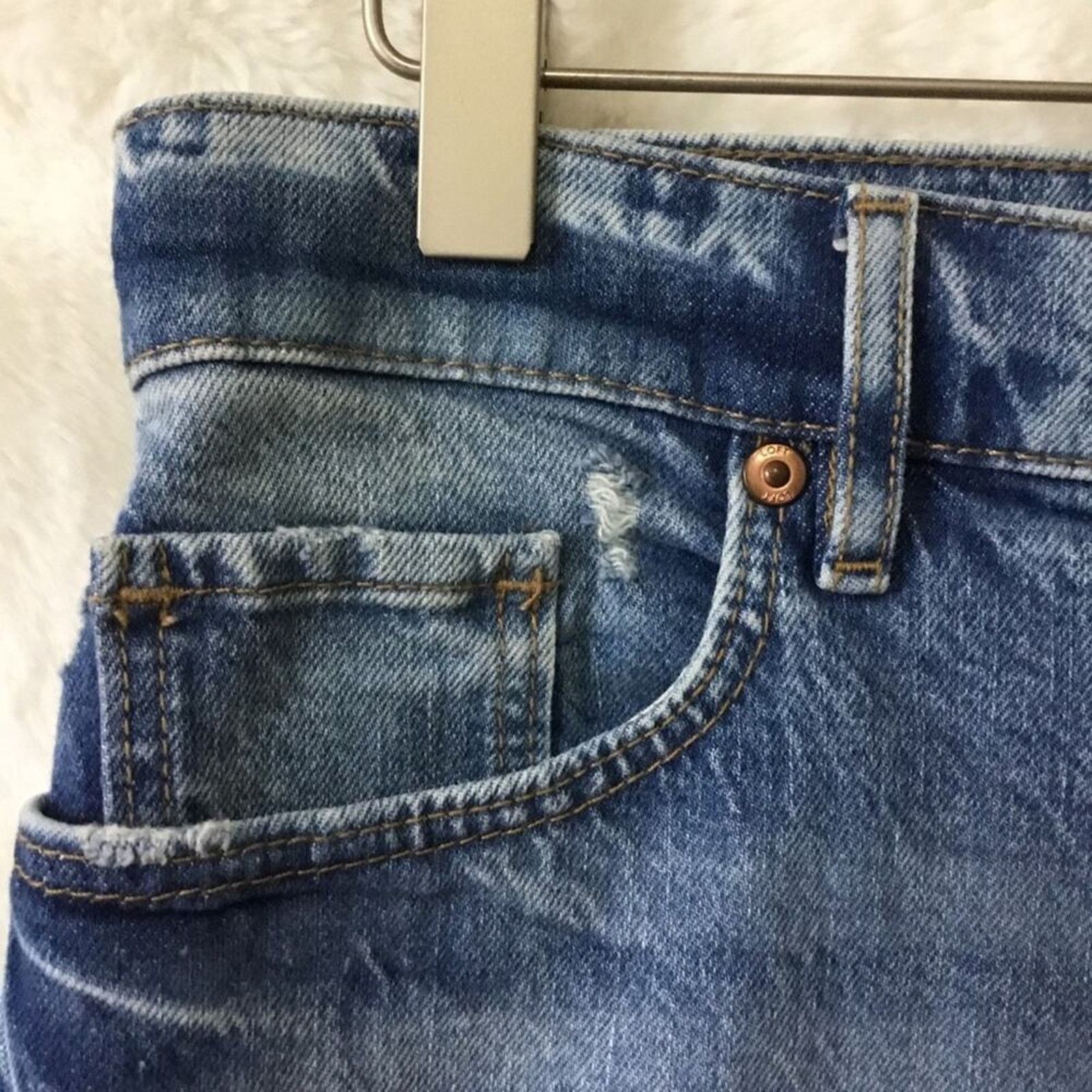 Loft Loft Blue High Waist Straight Crop Jeans Size 30" / US 8 / IT 44 - 3 Thumbnail