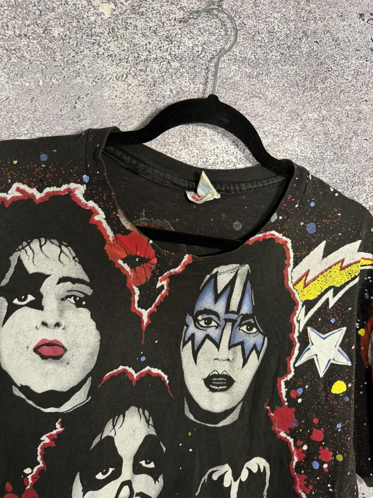 Band Tees × Hanes × Vintage 1992 Vintage KISS T-Shirt Faces AOP Hanes Winterland Concert Size US L / EU 52-54 / 3 - 9 Thumbnail