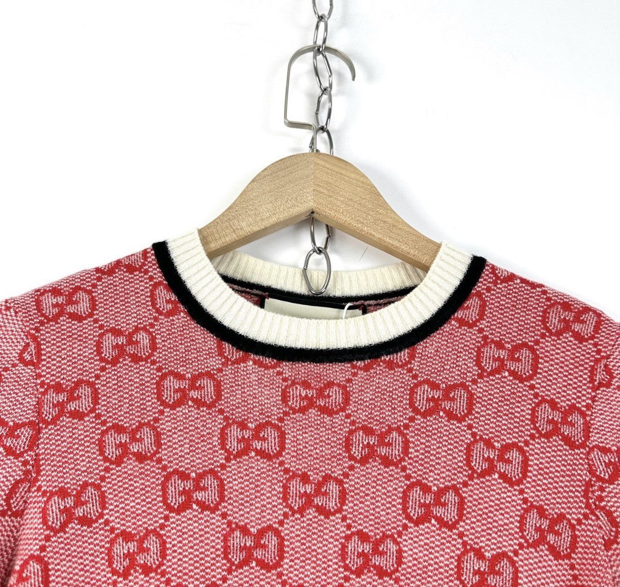 Gucci Gucci Red Double G Logo Knit Short Sleeve K12 Size XS / US 0-2 / IT 36-38 - 3 Thumbnail