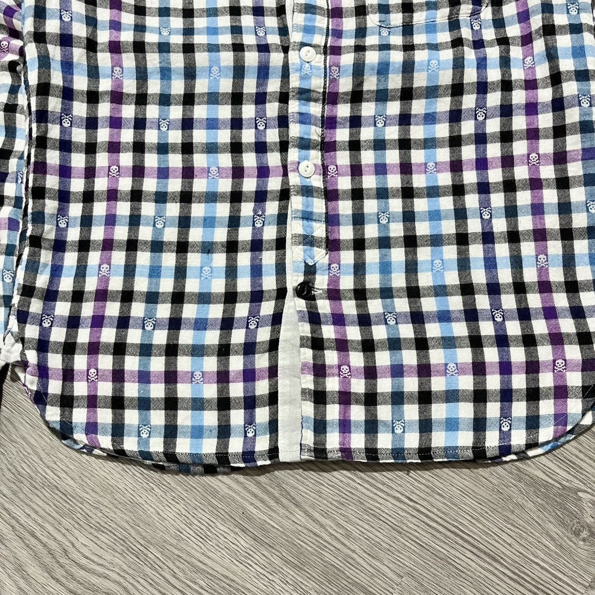 Beams Plus 2000s Beams Heart Skull Punk Logo Aop Plaid Shirt Button Up Size US S / EU 44-46 / 1 - 6 Thumbnail