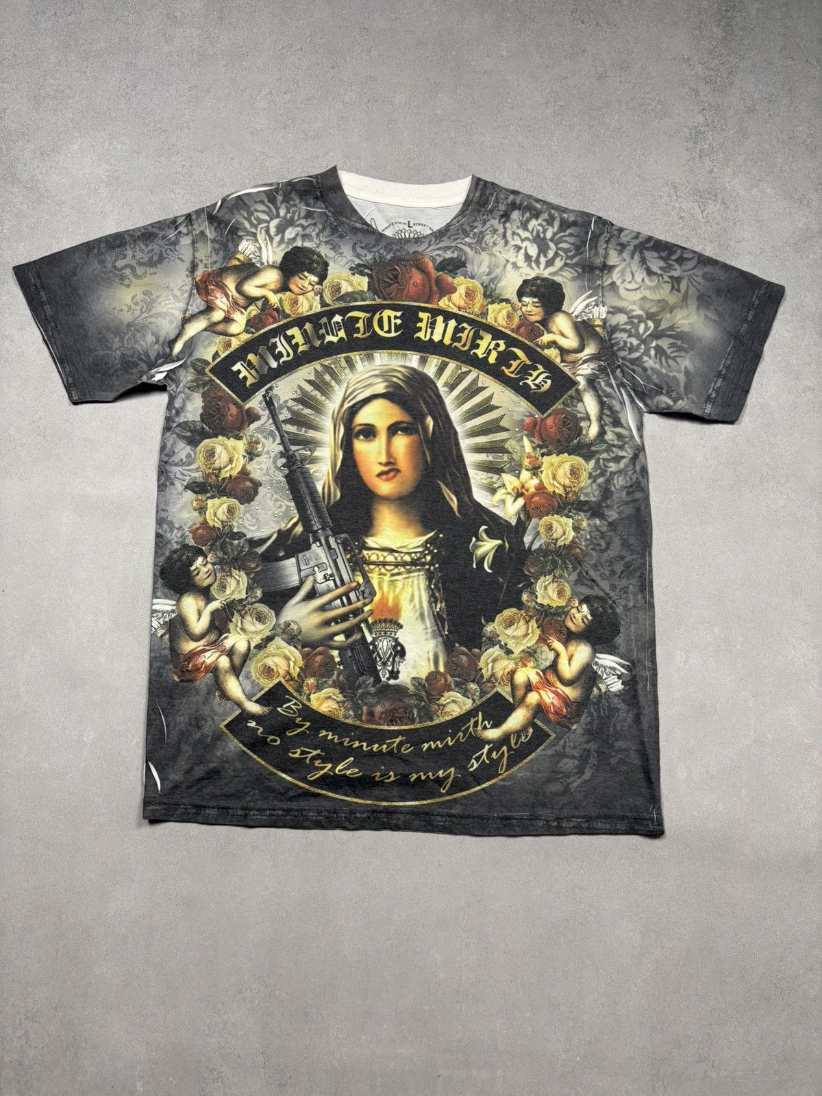 Japanese Brand Minute Mirth Street Gang Virgin Gun All Over Print Art Tee L Size US L / EU 52-54 / 3 - 1 Thumbnail