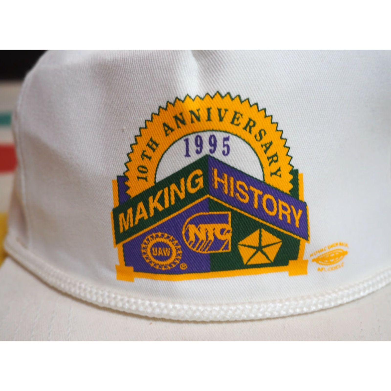 Vintage VINTAGE UAW Chrysler Cars Auto Workers USA Made White Hat Cap OSFM EUC Size ONE SIZE - 4 Thumbnail