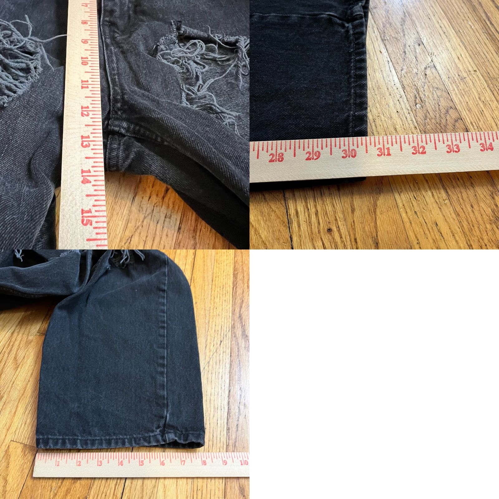 Bdg BDG Urban Outfitters Jeans Womens 29 High Rise Baggy Wide Black Distressed Wide-Leg Pants Womens 29 Regular Black Distressed BDG Jeans Size 29" - 8 Thumbnail