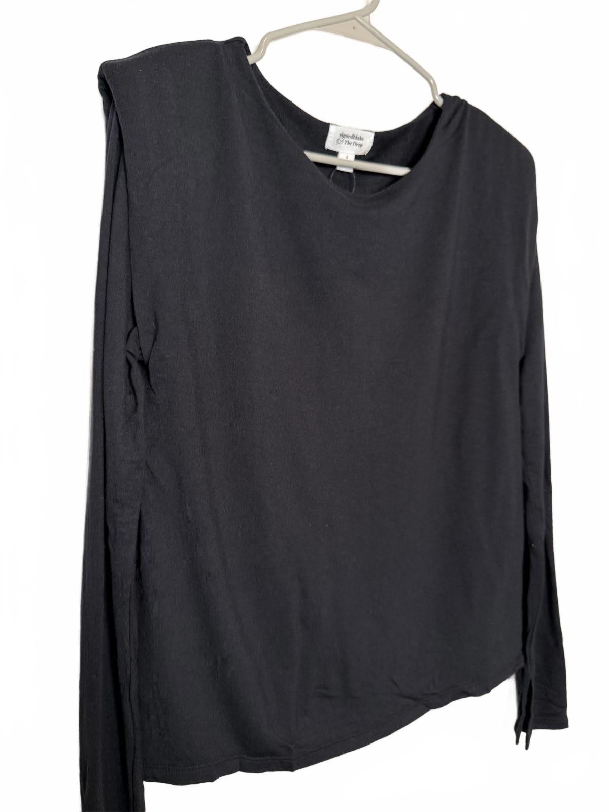 Other Modern Shoulder Pad Basic Black Long Sleeve Fitted Tee Size S / US 4 / IT 40 - 2 Thumbnail
