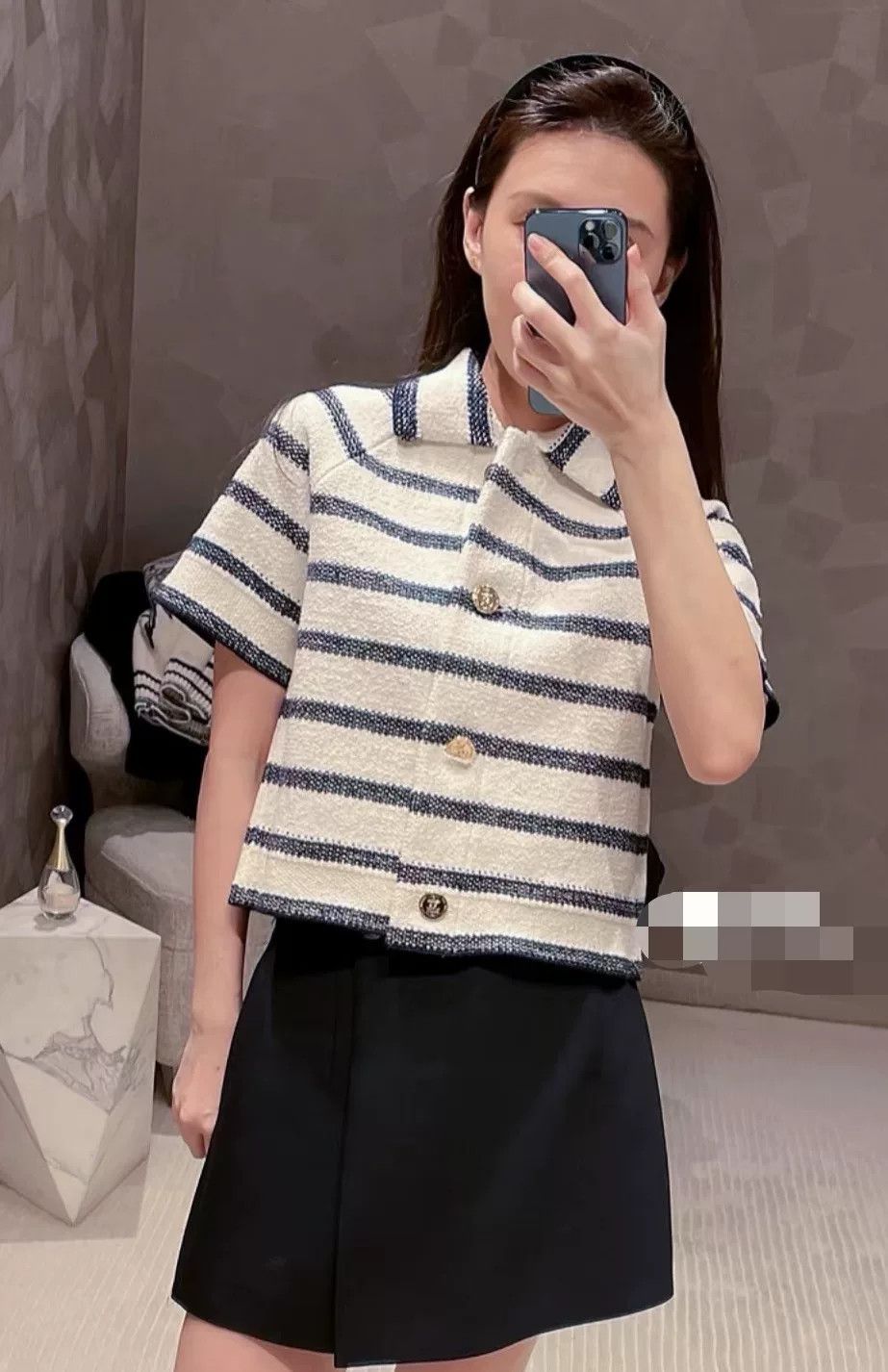 Dior Dior Lapel Striped Short-Sleeve Cardigan Size XS / US 0-2 / IT 36-38 - 1 Thumbnail