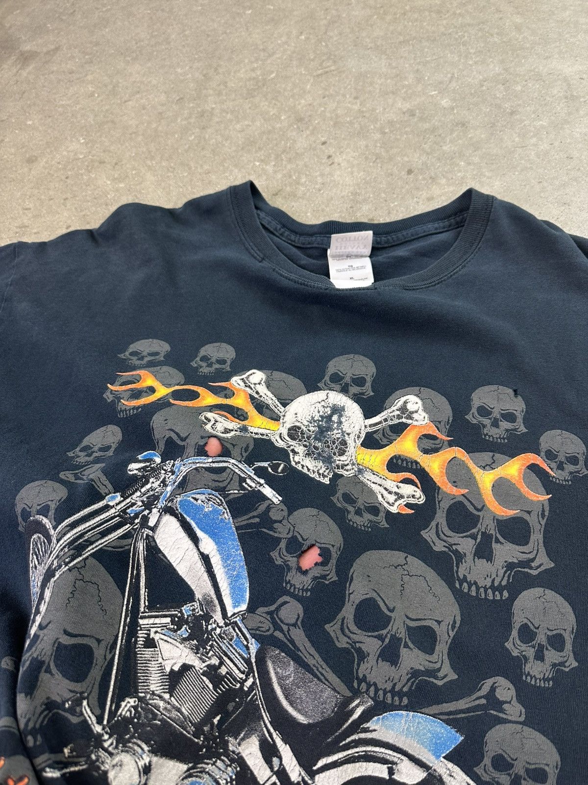 Vintage vintage custom choppers y2k motorcycle skull thrashed tee Size US XL / EU 56 / 4 - 5 Thumbnail