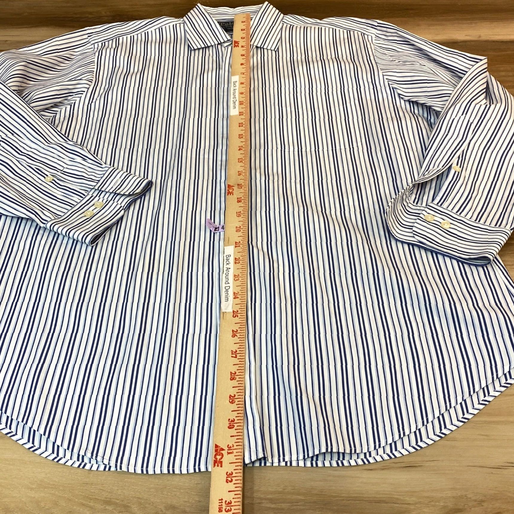 Polo Ralph Lauren Polo Ralph Lauren Shirt Striped Classic Fit Curham Mens 16.5 32/33 Blue White Dress Shirt Long Sleeve Button-Down Size US XL / EU 56 / 4 - 6 Thumbnail