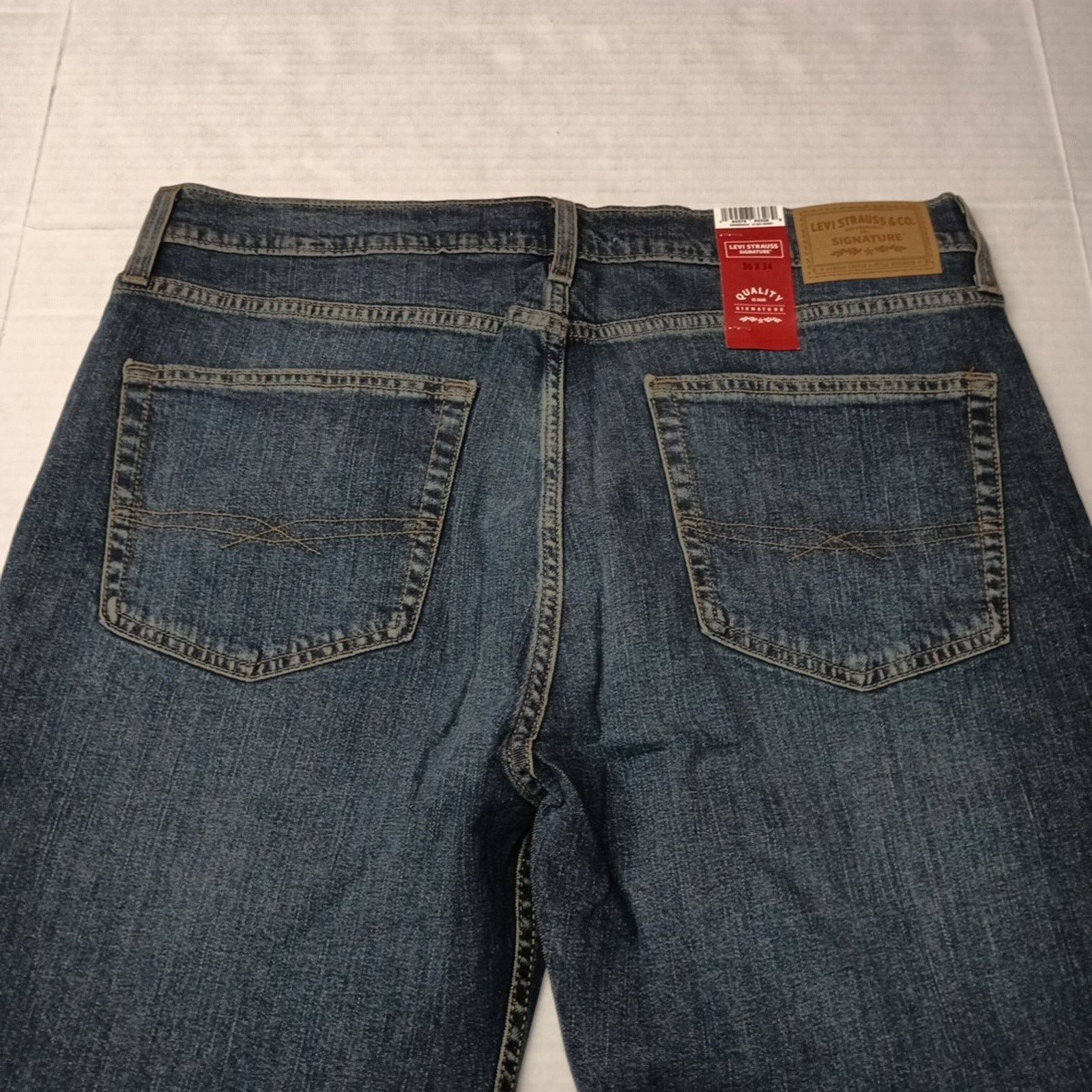 Levi's Signature By Levi Straight Jeans Mens 36x34 Blue Cotton Flex Size US 36 / EU 52 - 9 Thumbnail