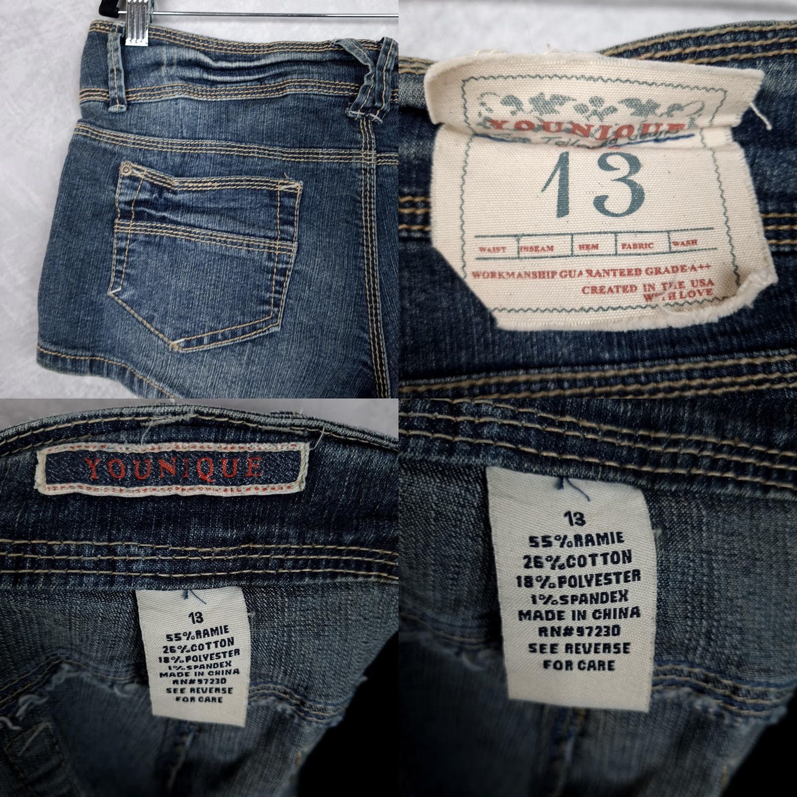 Denime Younique Shorts Jeans 5-Pocket Zip Fly Denim Stretch Blue Womens Juniors 13 Sommer Casual Boys Girls Mens Size 34" / US 12 / IT 48 - 10 Thumbnail