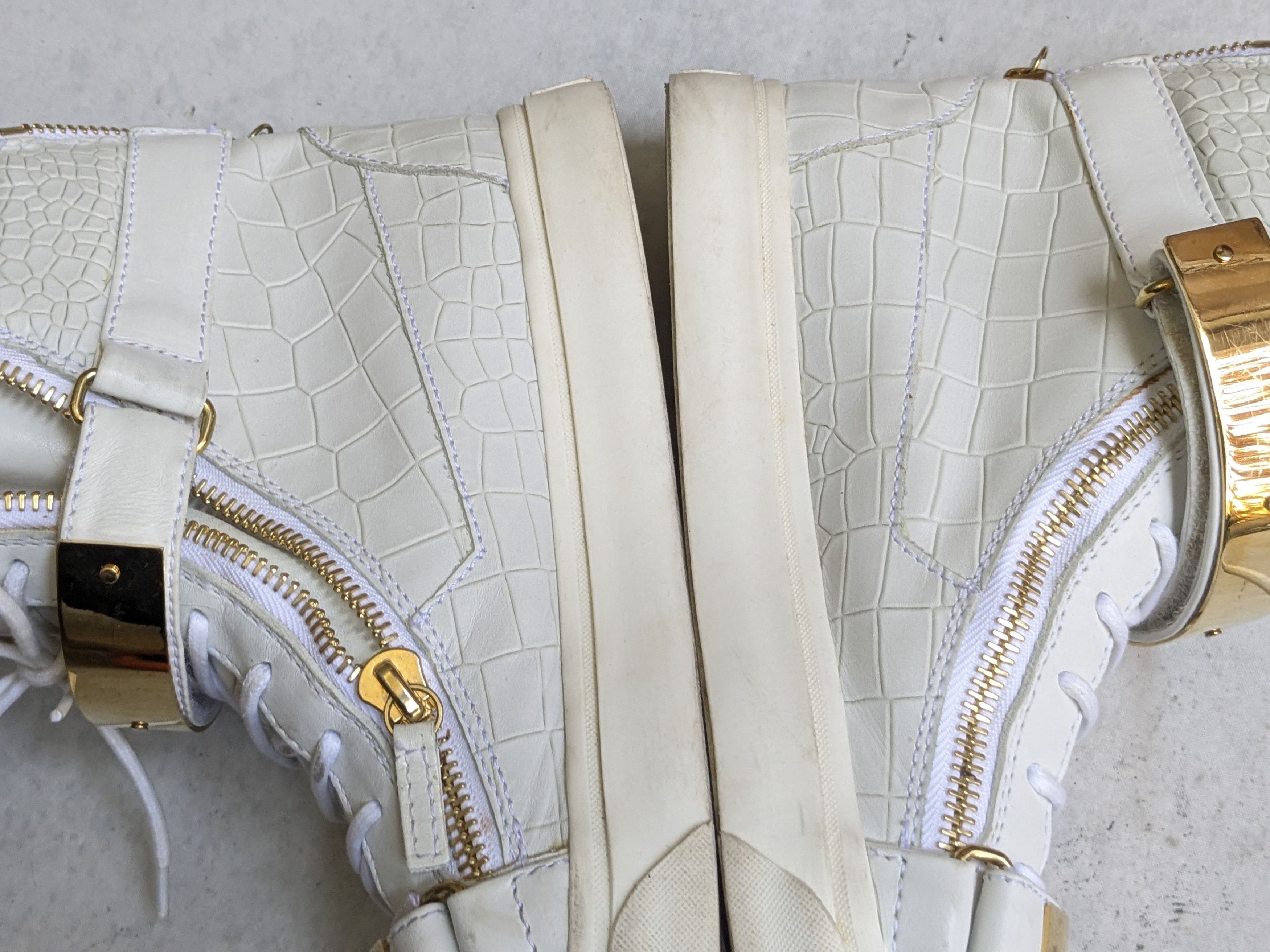 Giuseppe Zanotti Giuseppe Zanotti Sneakers White Gold 10 43 High Tops Size US 10 / EU 43 - 9 Thumbnail