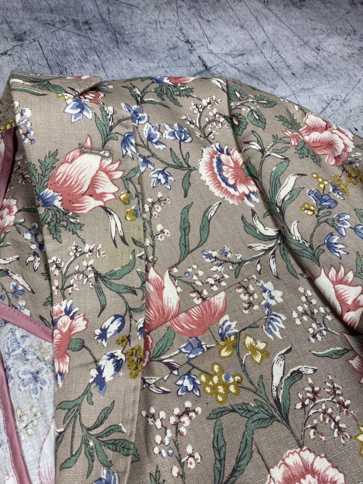 Gianni Feraud Gianni Feraud Mens Floral Linen Blend Blazer Jacket Cream Size 44R - 12 Thumbnail