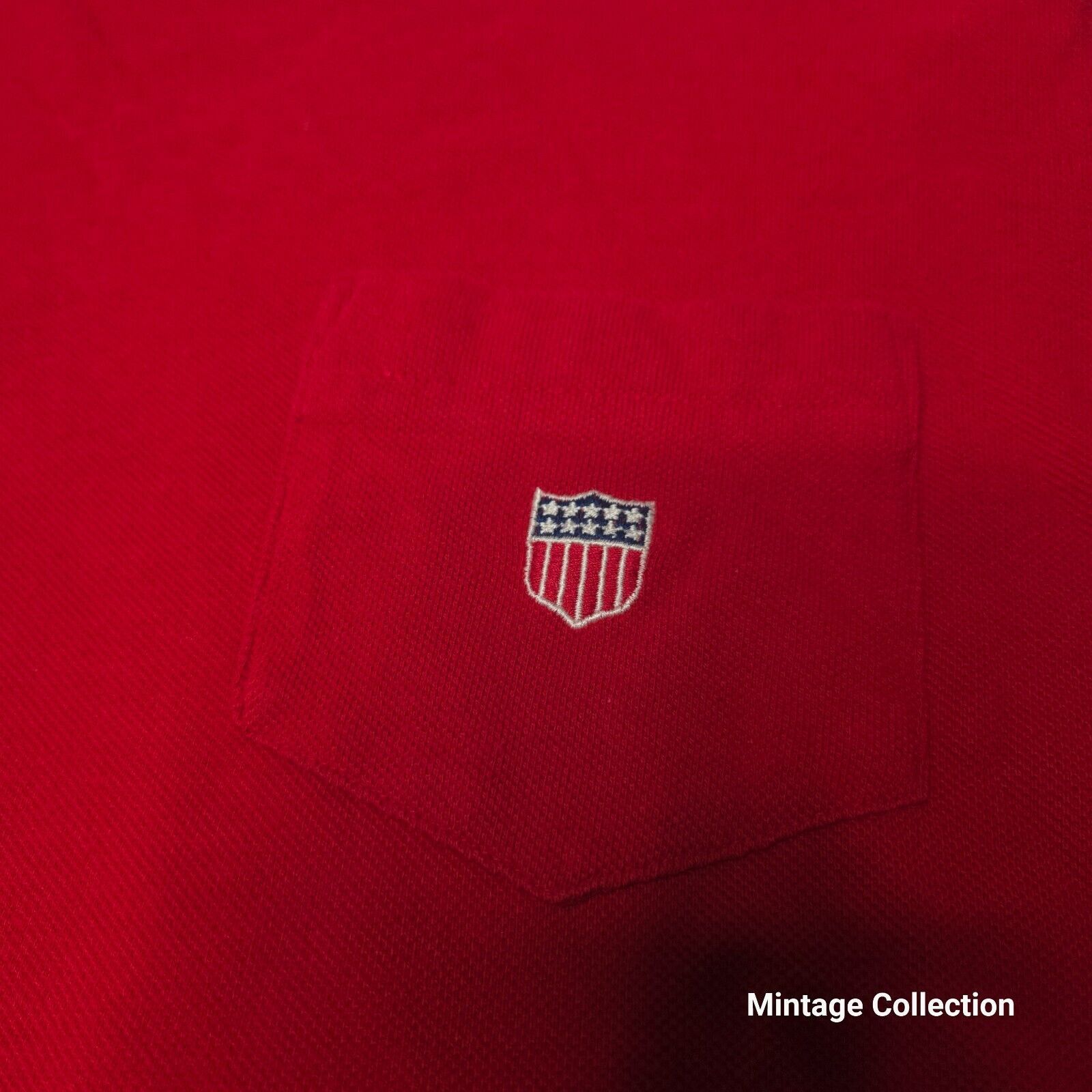 Ralph Lauren VINTAGE POLO RALPH LAUREN RED PIQUE POCKET SHIRT FLAG SHIELD Size US XL / EU 56 / 4 - 3 Thumbnail