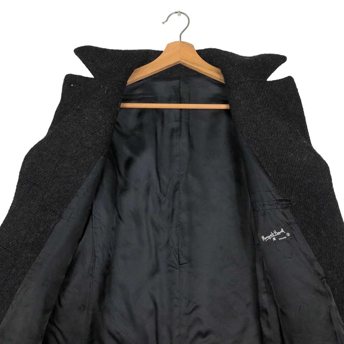 Japanese Brand 🔥Rich Black - Long Fly Coats Wool Herringbone MHL England Size US M / EU 48-50 / 2 - 14 Thumbnail