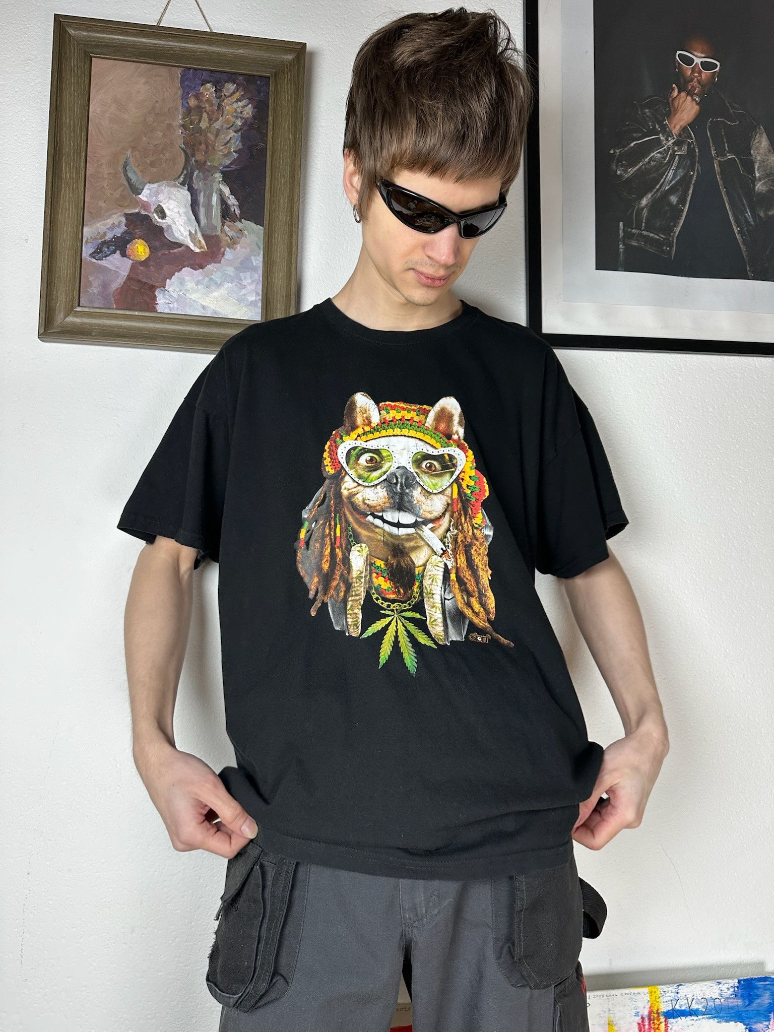 Band Tees Vintage Weed Rasta dog Drugs Tee Smoke Dope Cannabis y2k Size US L / EU 52-54 / 3 - 1 Thumbnail