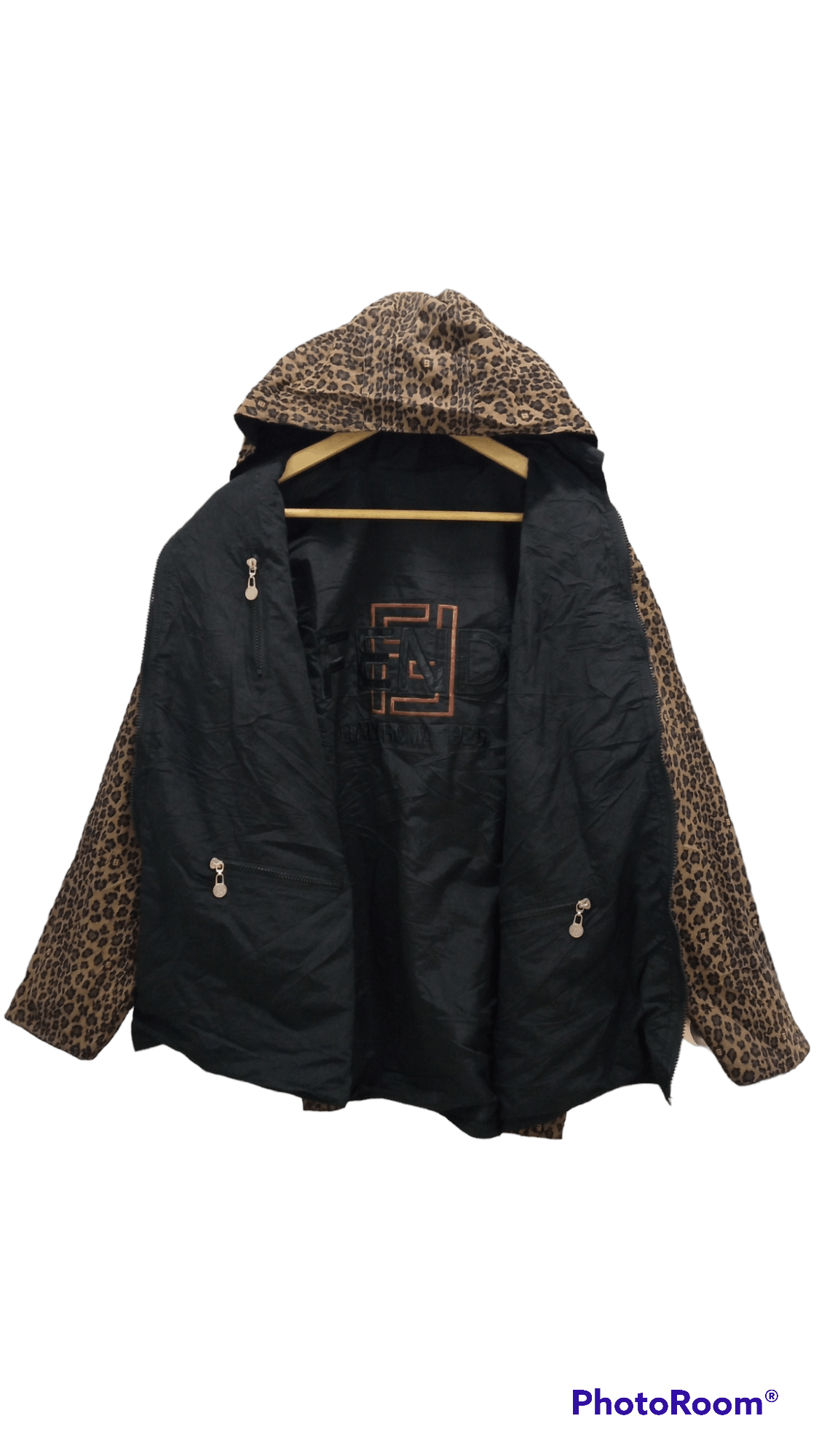 Fendi × Vintage 🔥🔥Vtg Fendi Leopard Big Logo Spellout Reversible Jacket Size US L / EU 52-54 / 3 - 14 Thumbnail