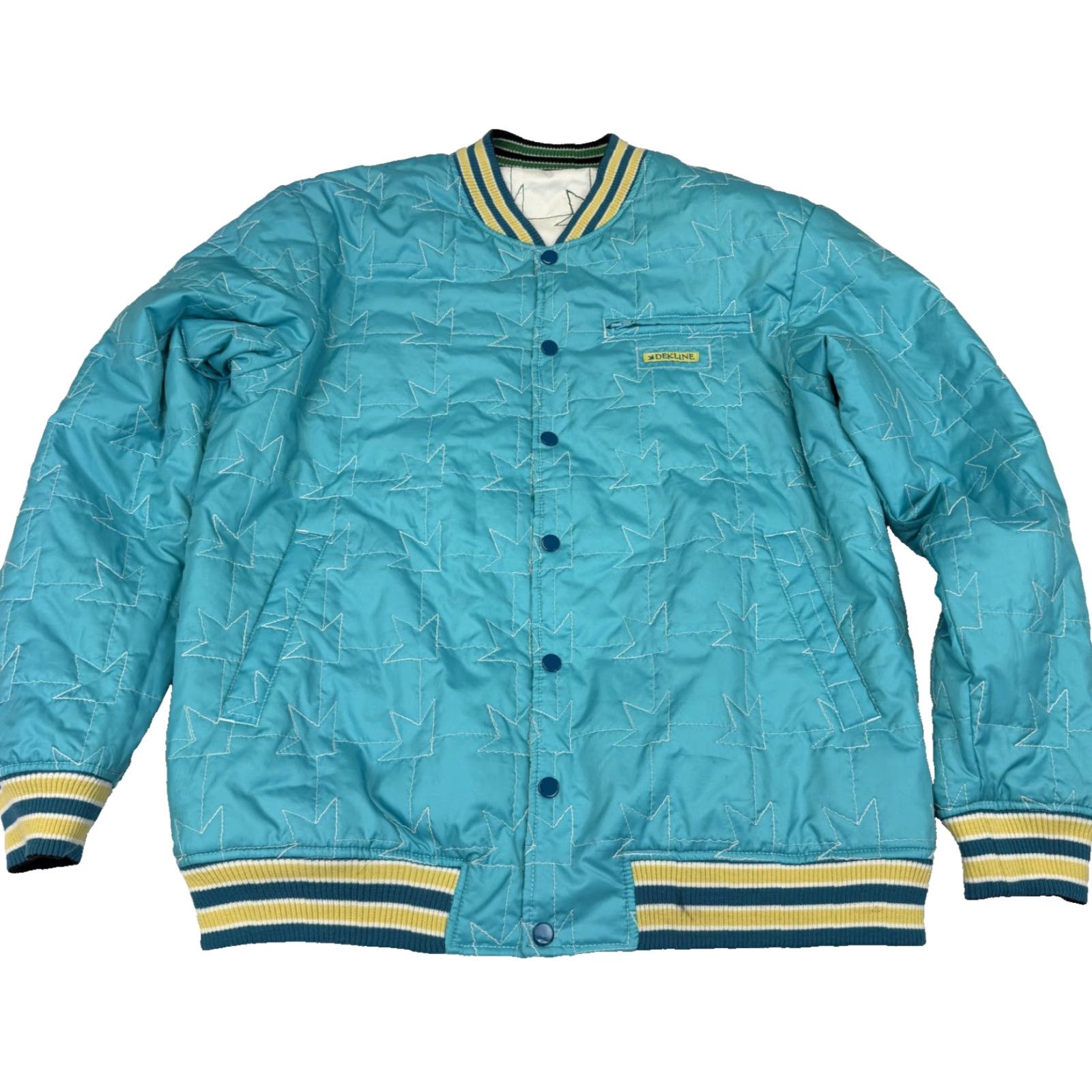 Altea Y2K Dekline Reversible Skate Jacket Mens XL Quilted Varsity Teal Blue Geometric Insulated Lined Pockets Zipper Snap Short Coat Size US XL / EU 56 / 4 - 3 Thumbnail