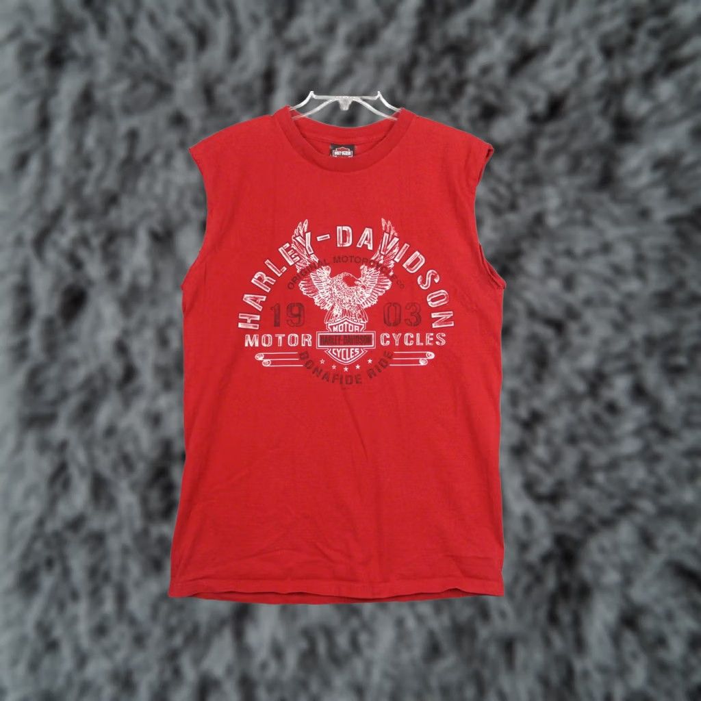 Harley Davidson VINTAGE Harley-Davidson Shirt Mens L Red Sleeveless Smoky Mountain Eagle Graphic Print Crew Neck T-Shirt Baggy? Size US L / EU 52-54 / 3 - 1 Thumbnail