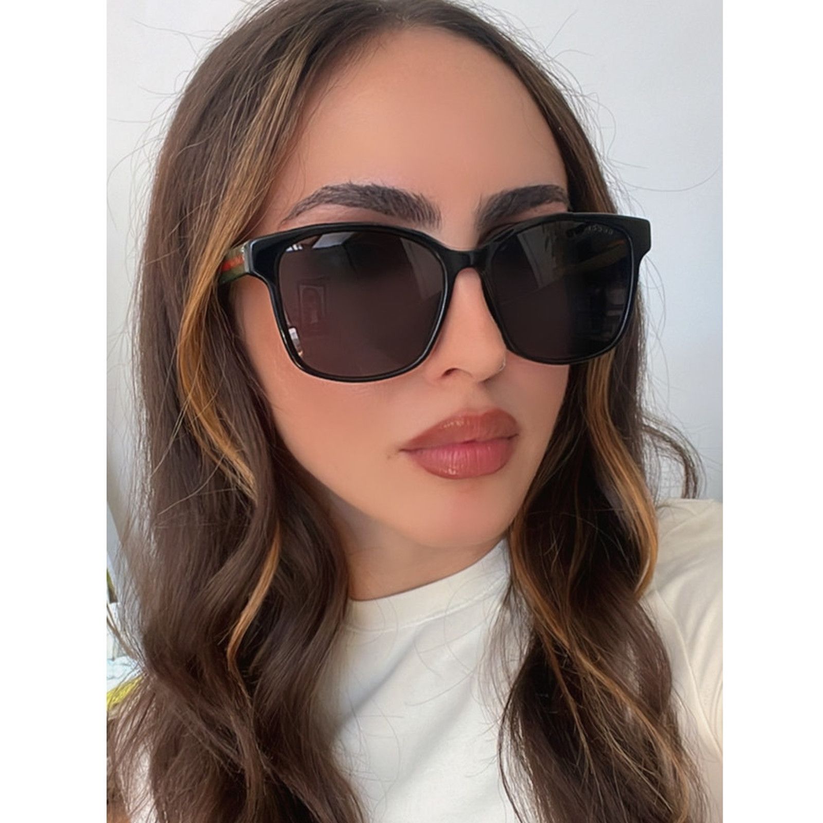 Gucci NEW Gucci GG0417SK Black Unisex Striped Arm Sunglasses Size ONE SIZE - 1 Thumbnail