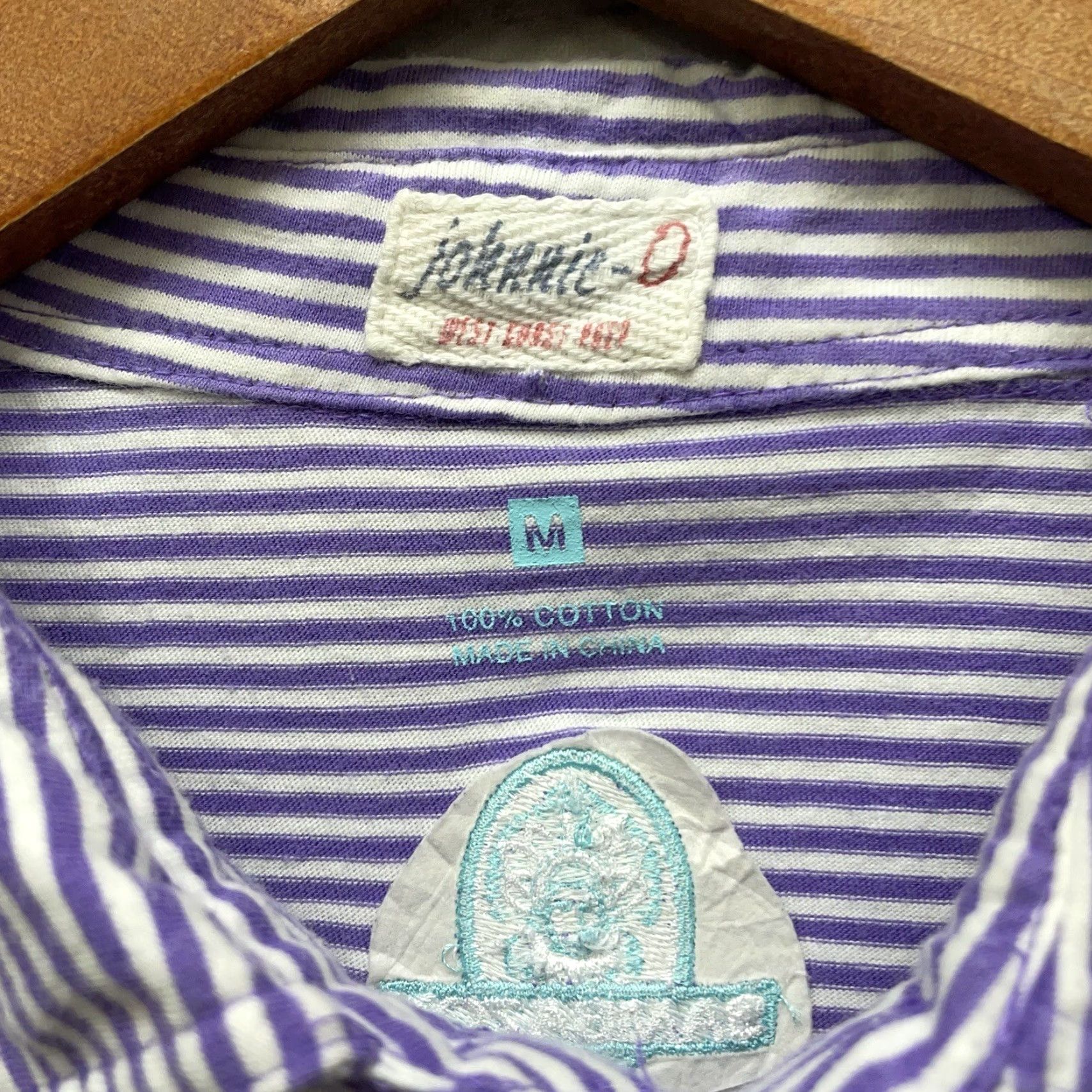 johnnie-O JOHNNIE-O Striped Pocket Polo Shirt 100% Cotton Purple Mens Size M Size US M / EU 48-50 / 2 - 4 Thumbnail