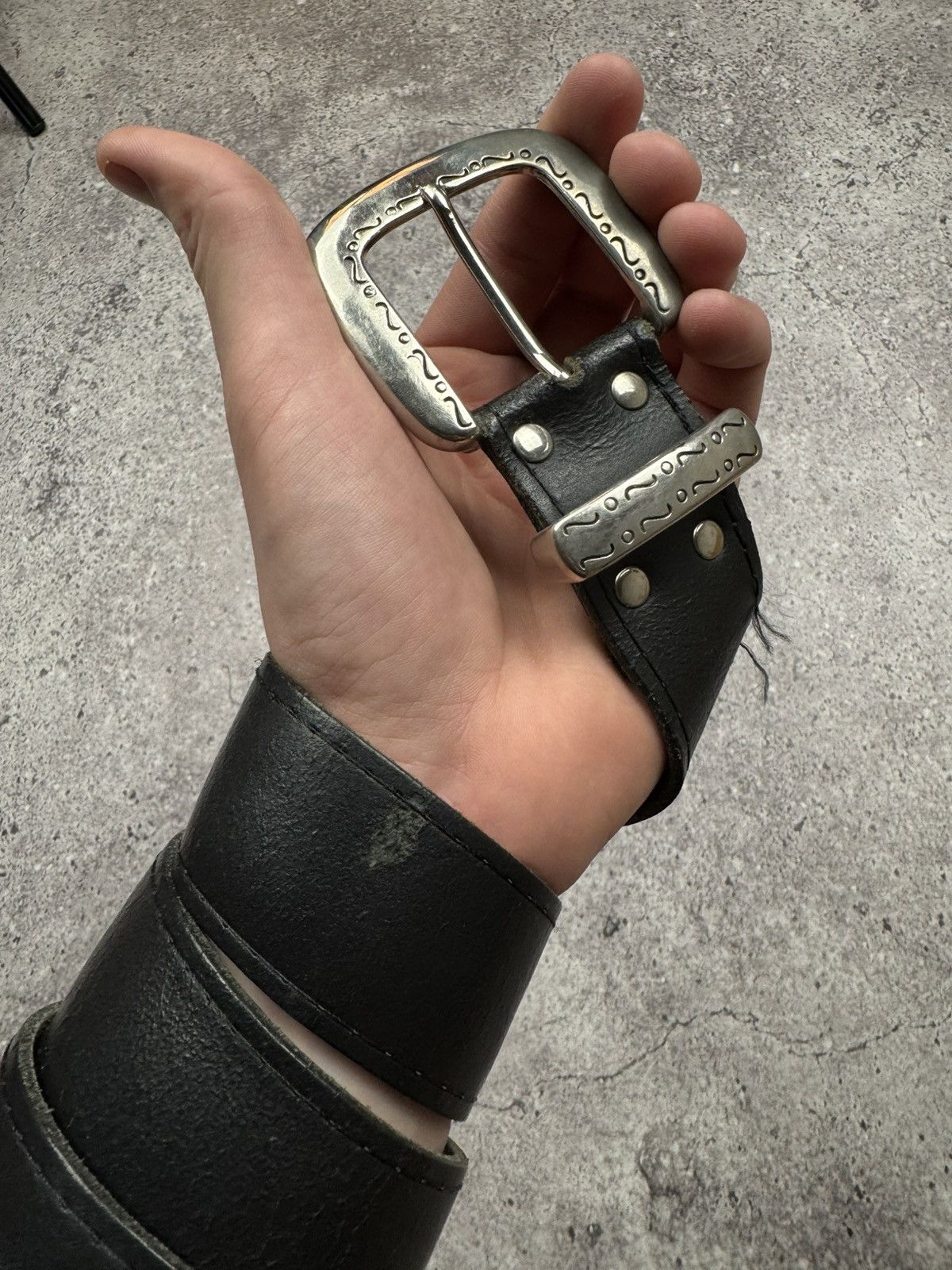 Japanese Brand 00ʼS NUMBER NINE STYLE JAPAN LEATHER Y2K BELT ARCHIVE BLACK Size ONE SIZE - 4 Thumbnail